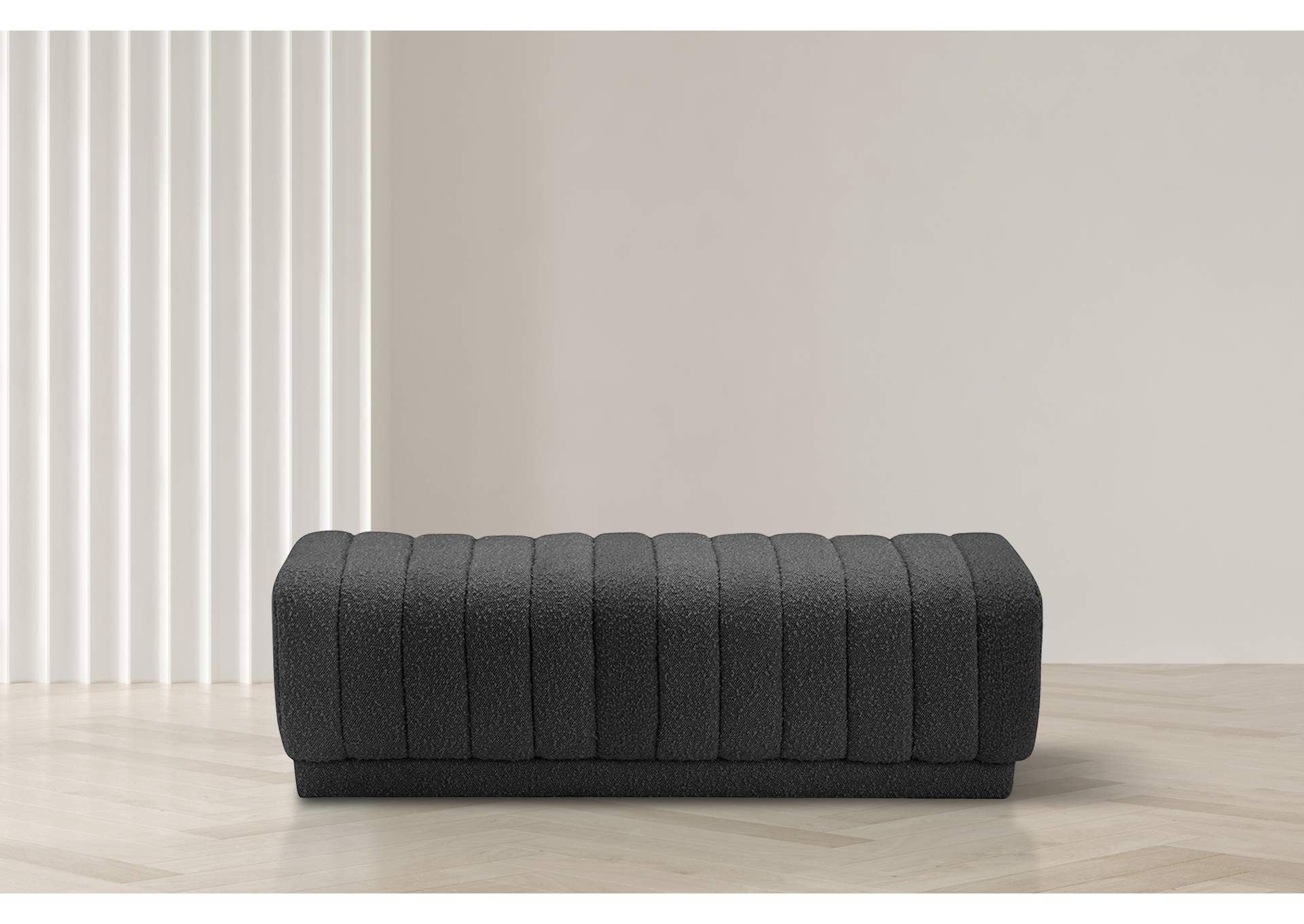 Heathrow Black Boucle Fabric Ottoman - Bench,Meridian Furniture