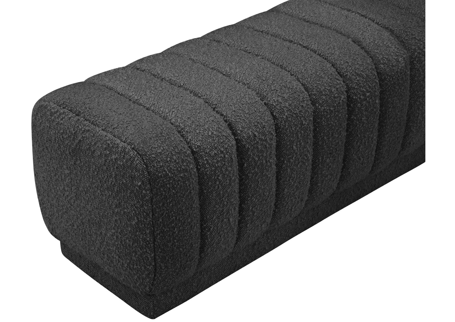 Heathrow Black Boucle Fabric Ottoman - Bench,Meridian Furniture