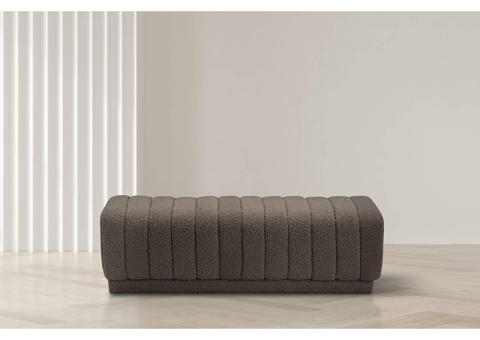 Heathrow Brown Boucle Fabric Ottoman - Bench,Meridian Furniture