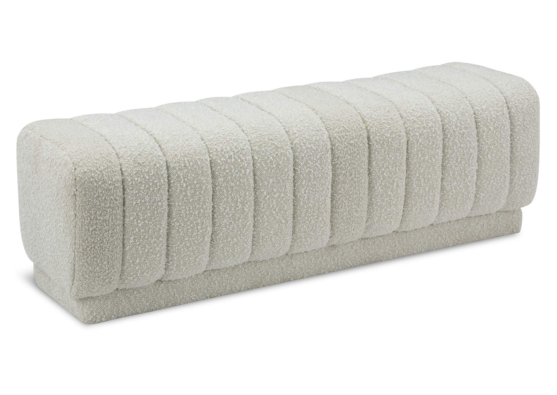 Heathrow Cream Boucle Fabric Ottoman - Bench,Meridian Furniture