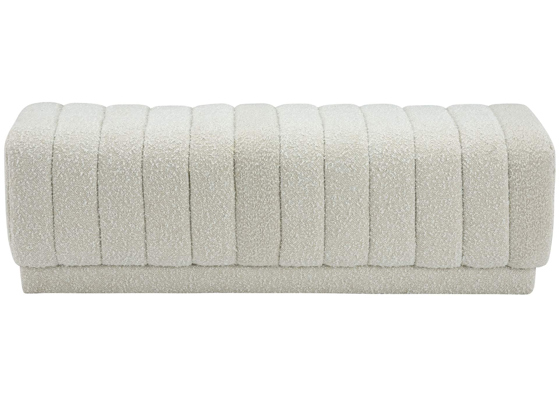 Heathrow Cream Boucle Fabric Ottoman - Bench,Meridian Furniture