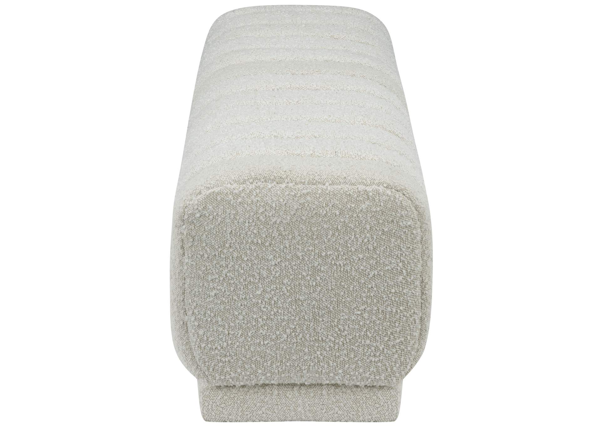 Heathrow Cream Boucle Fabric Ottoman - Bench,Meridian Furniture