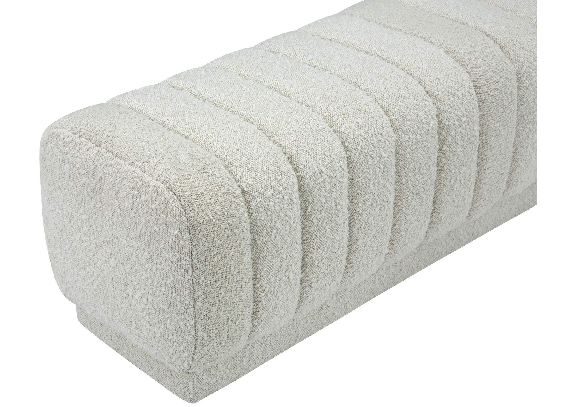 Heathrow Cream Boucle Fabric Ottoman - Bench,Meridian Furniture