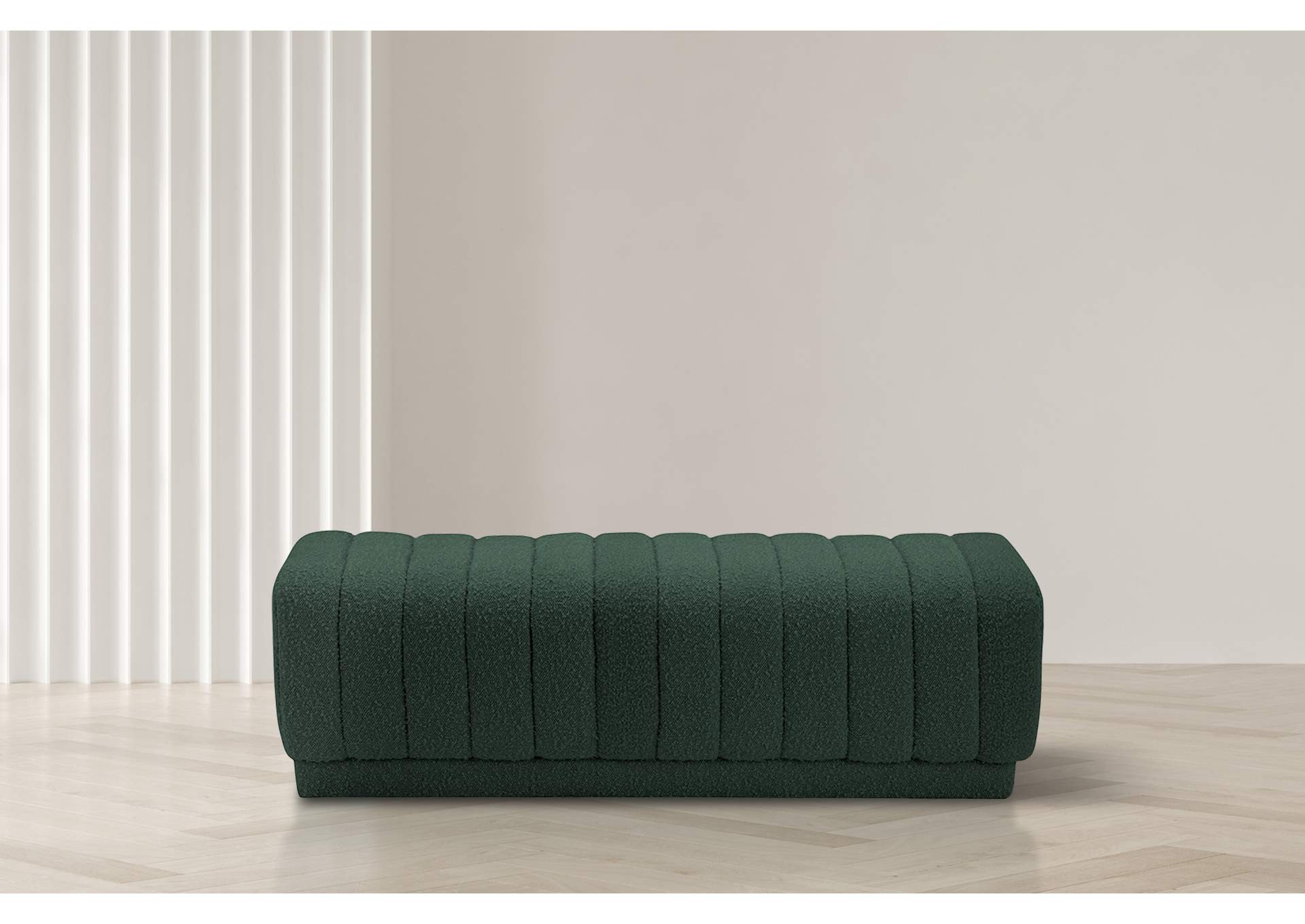 Heathrow Green Boucle Fabric Ottoman - Bench,Meridian Furniture