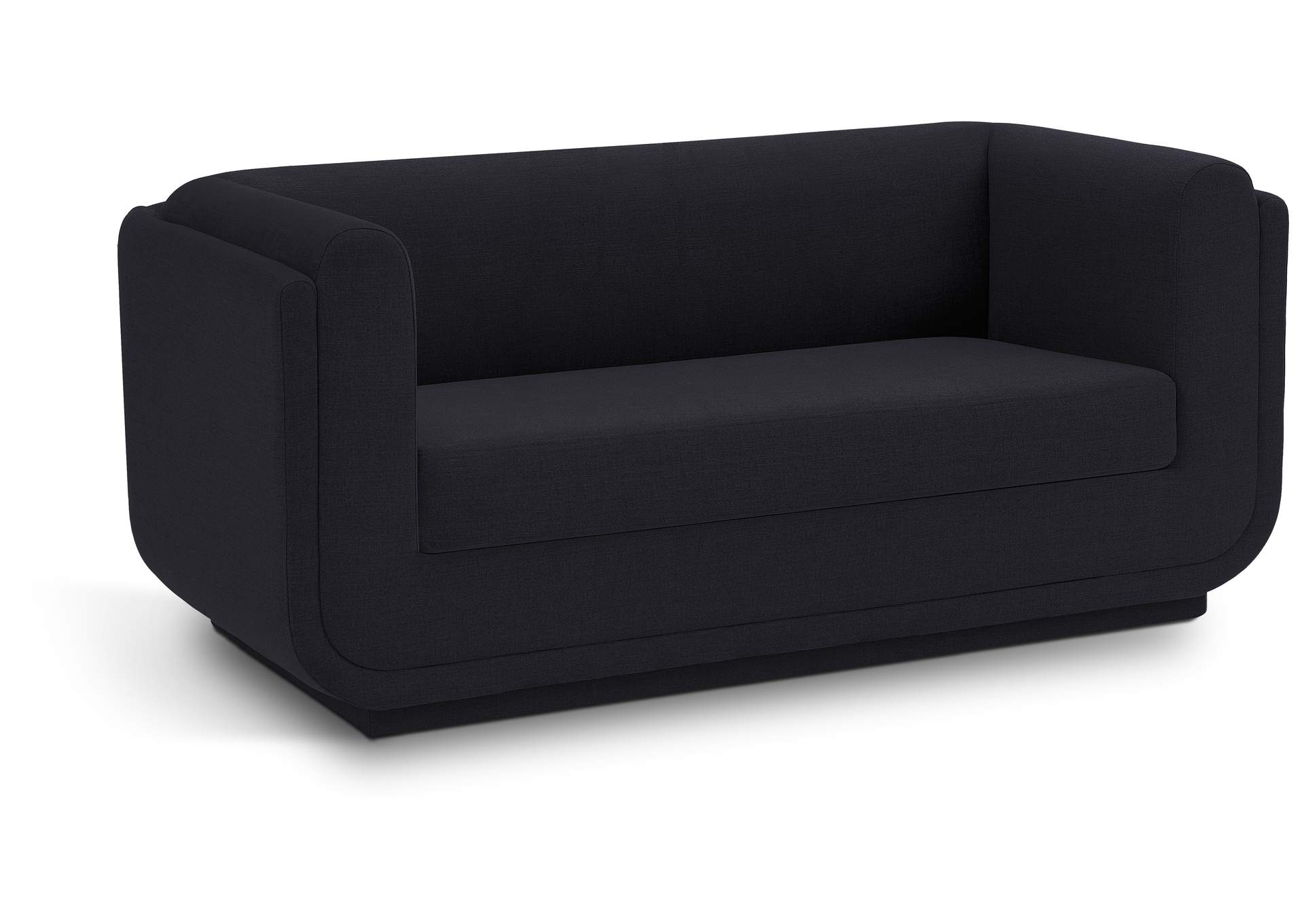 Kimora Black Linen Textured Fabric Loveseat,Meridian Furniture