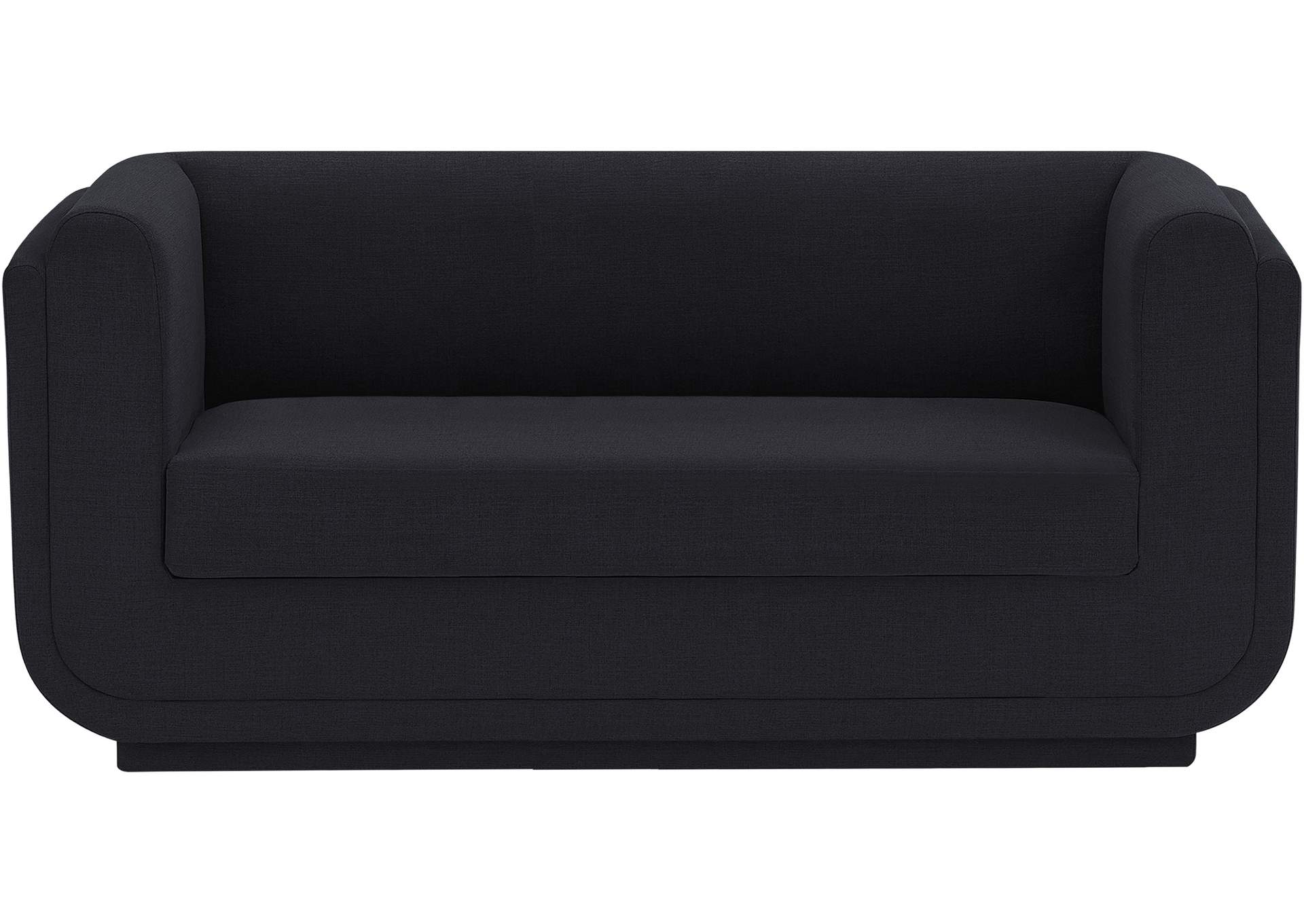 Kimora Black Linen Textured Fabric Loveseat,Meridian Furniture