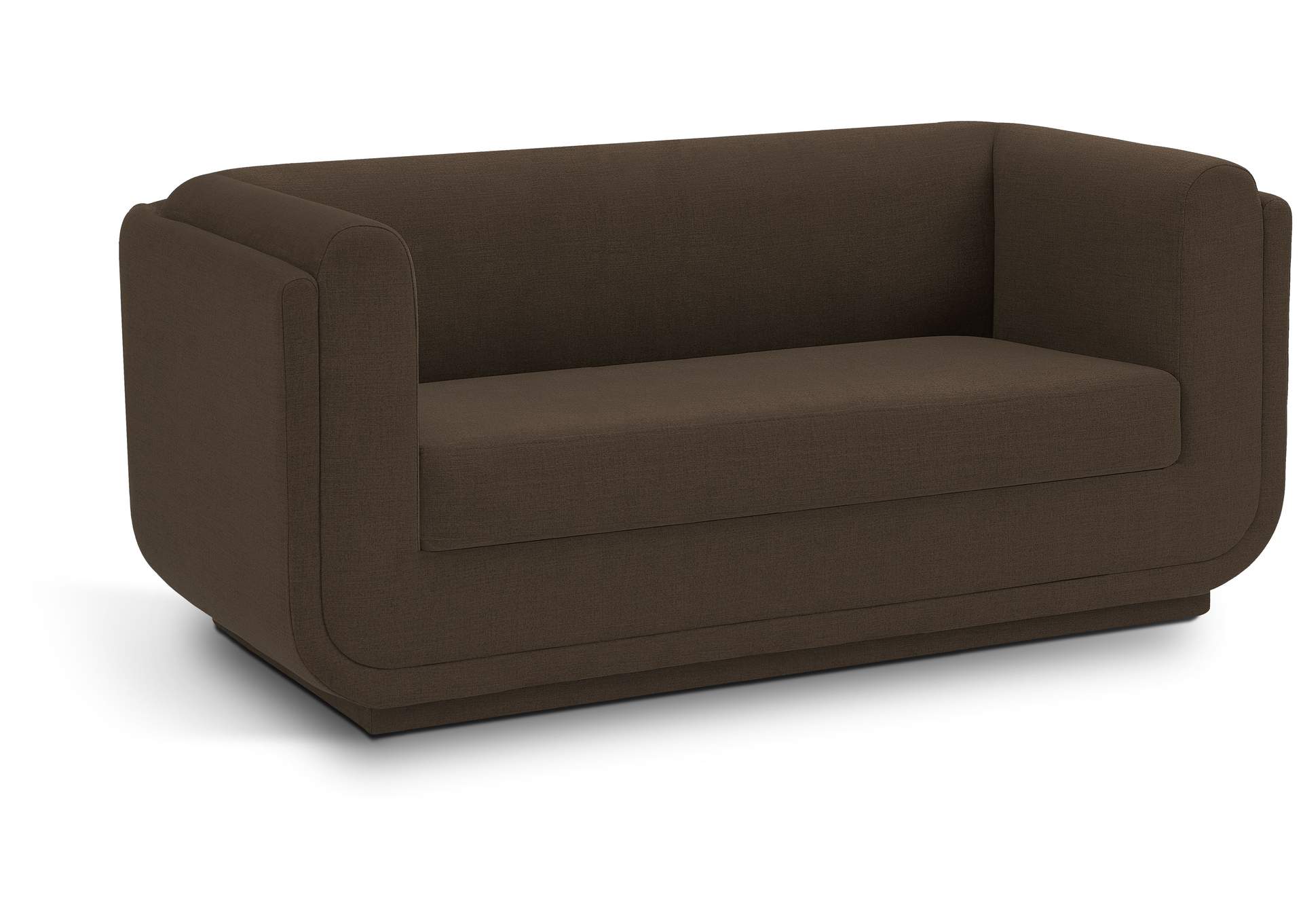 Kimora Brown Linen Textured Fabric Loveseat,Meridian Furniture