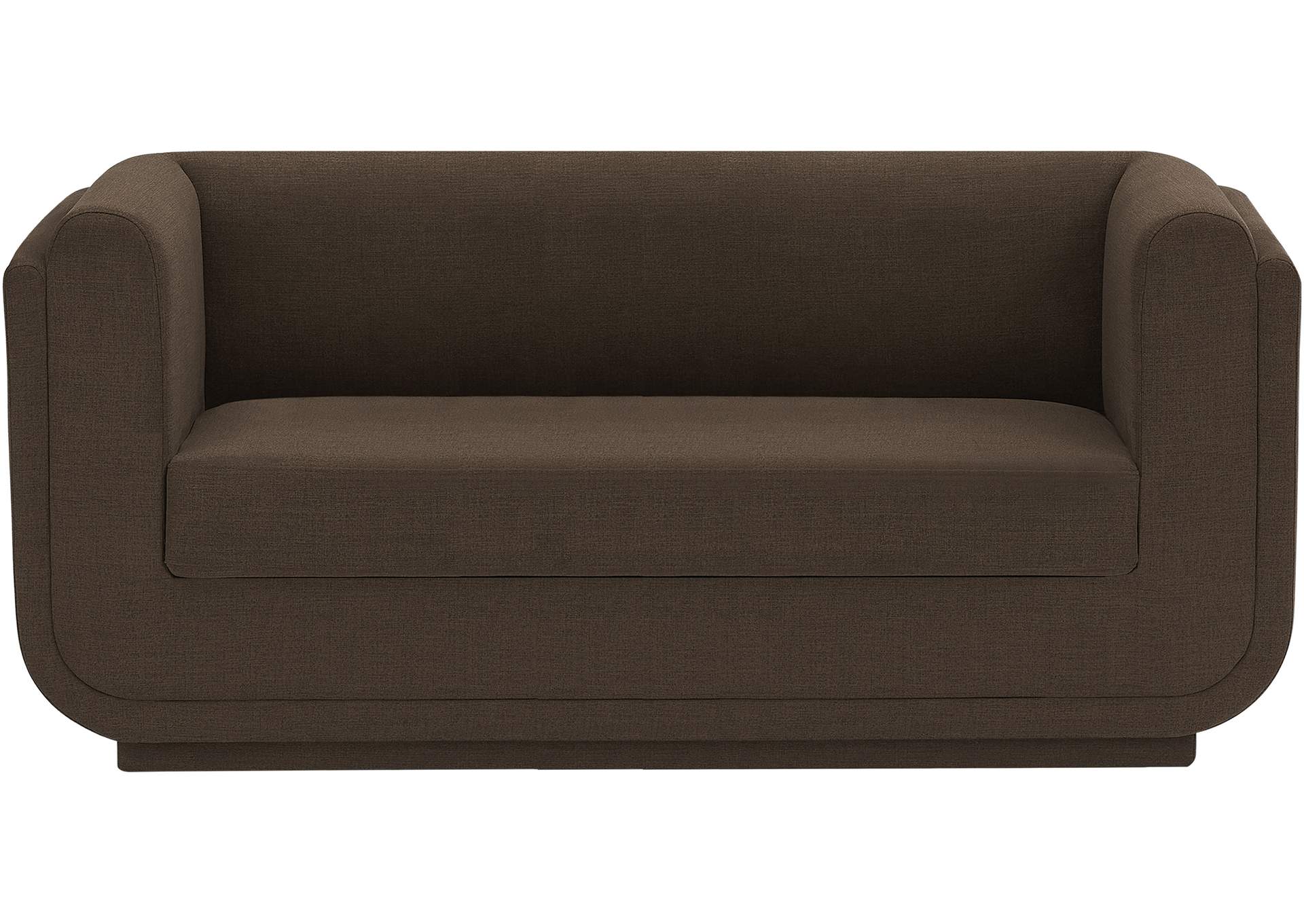 Kimora Brown Linen Textured Fabric Loveseat,Meridian Furniture