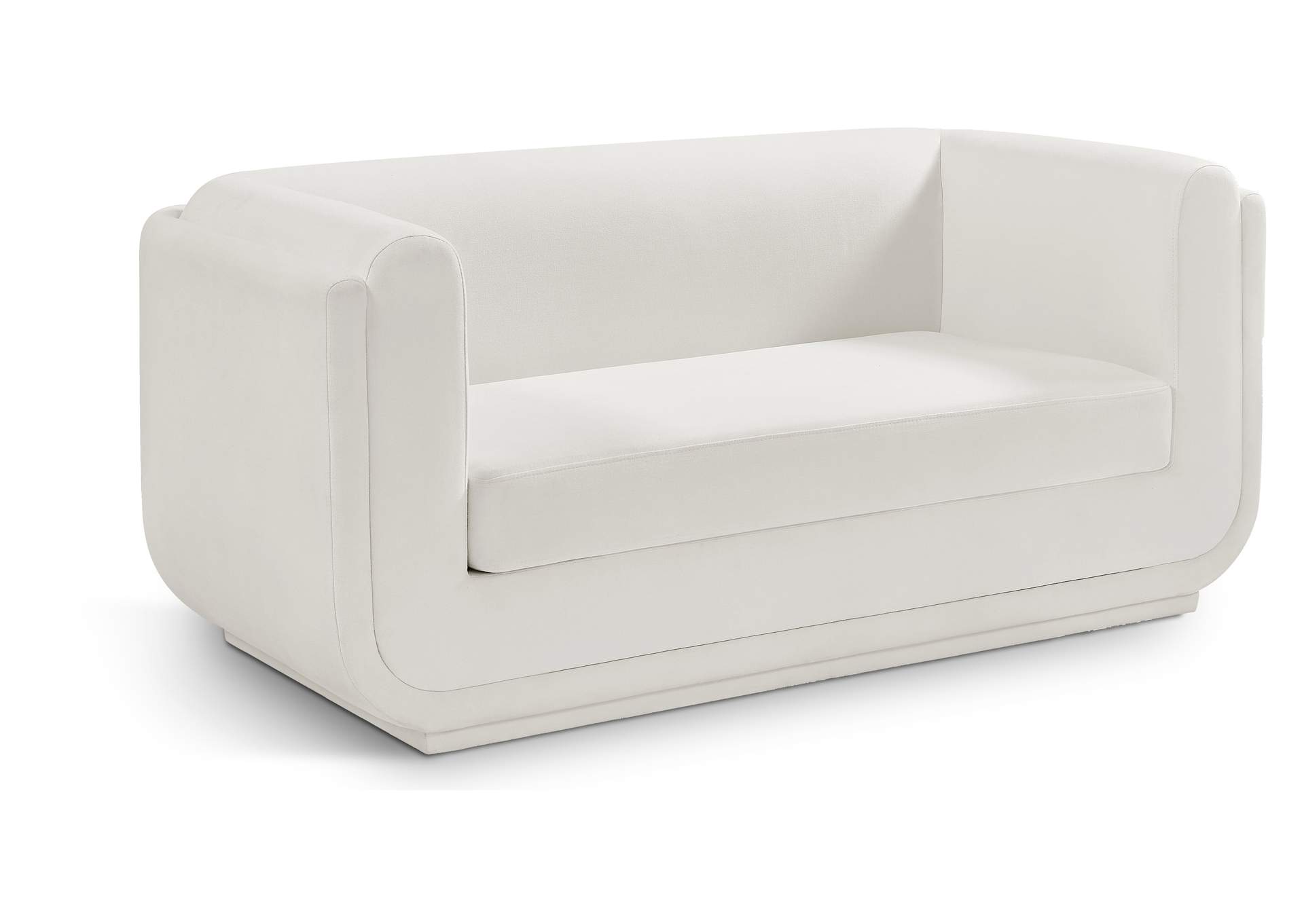 Kimora Cream Linen Textured Fabric Loveseat,Meridian Furniture