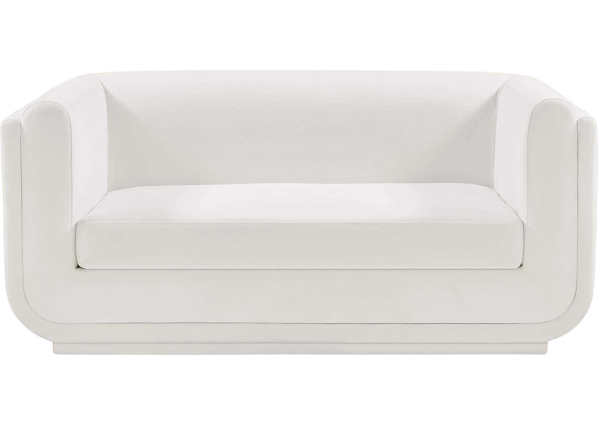 Kimora Cream Linen Textured Fabric Loveseat,Meridian Furniture