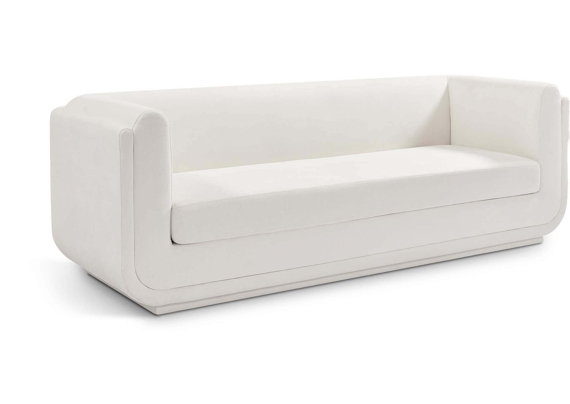 Kimora Cream Linen Textured Fabric Sofa,Meridian Furniture