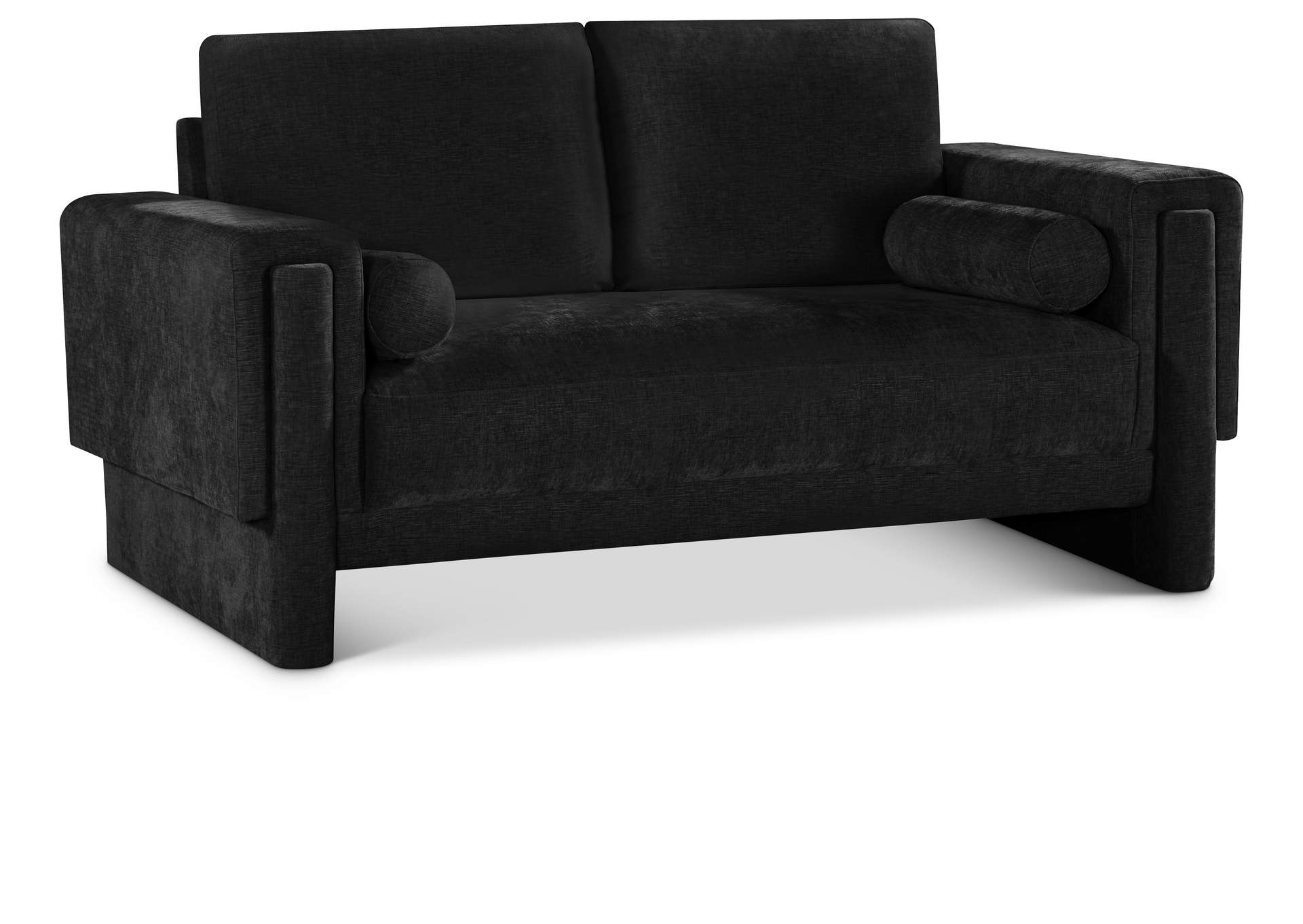 Madeline Black Chenille Fabric Loveseat,Meridian Furniture