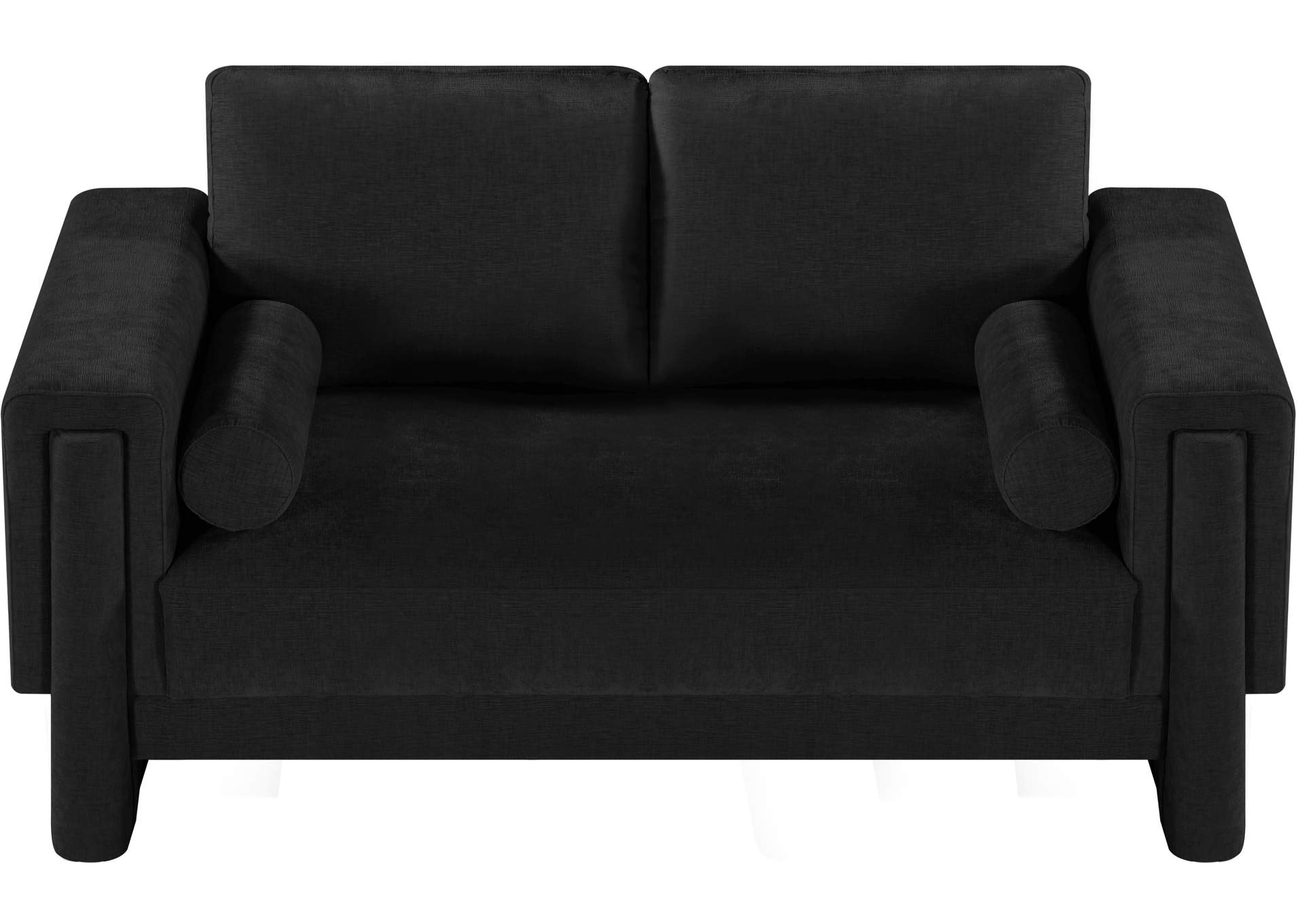 Madeline Black Chenille Fabric Loveseat,Meridian Furniture