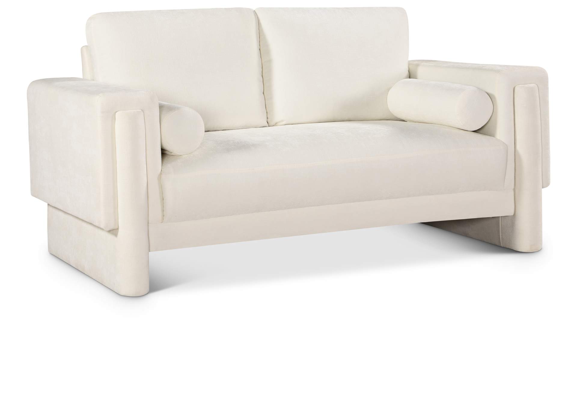 Madeline Cream Chenille Fabric Loveseat,Meridian Furniture