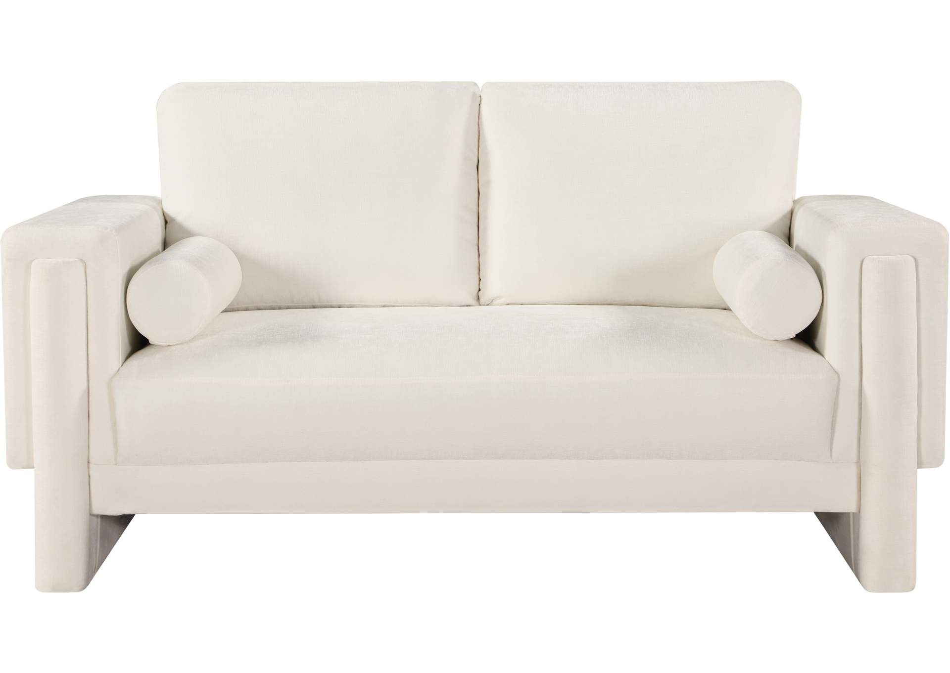Madeline Cream Chenille Fabric Loveseat,Meridian Furniture
