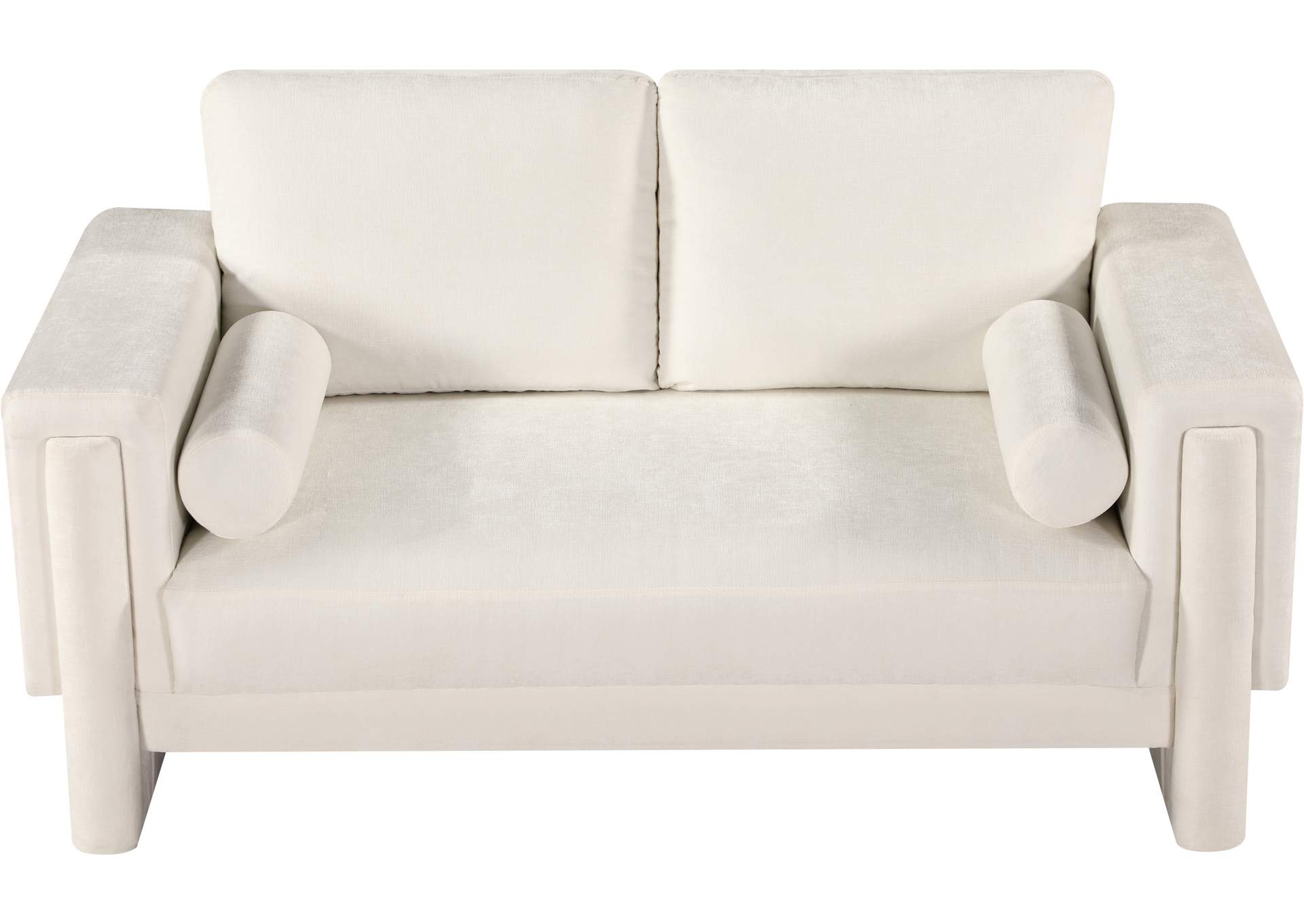 Madeline Cream Chenille Fabric Loveseat,Meridian Furniture