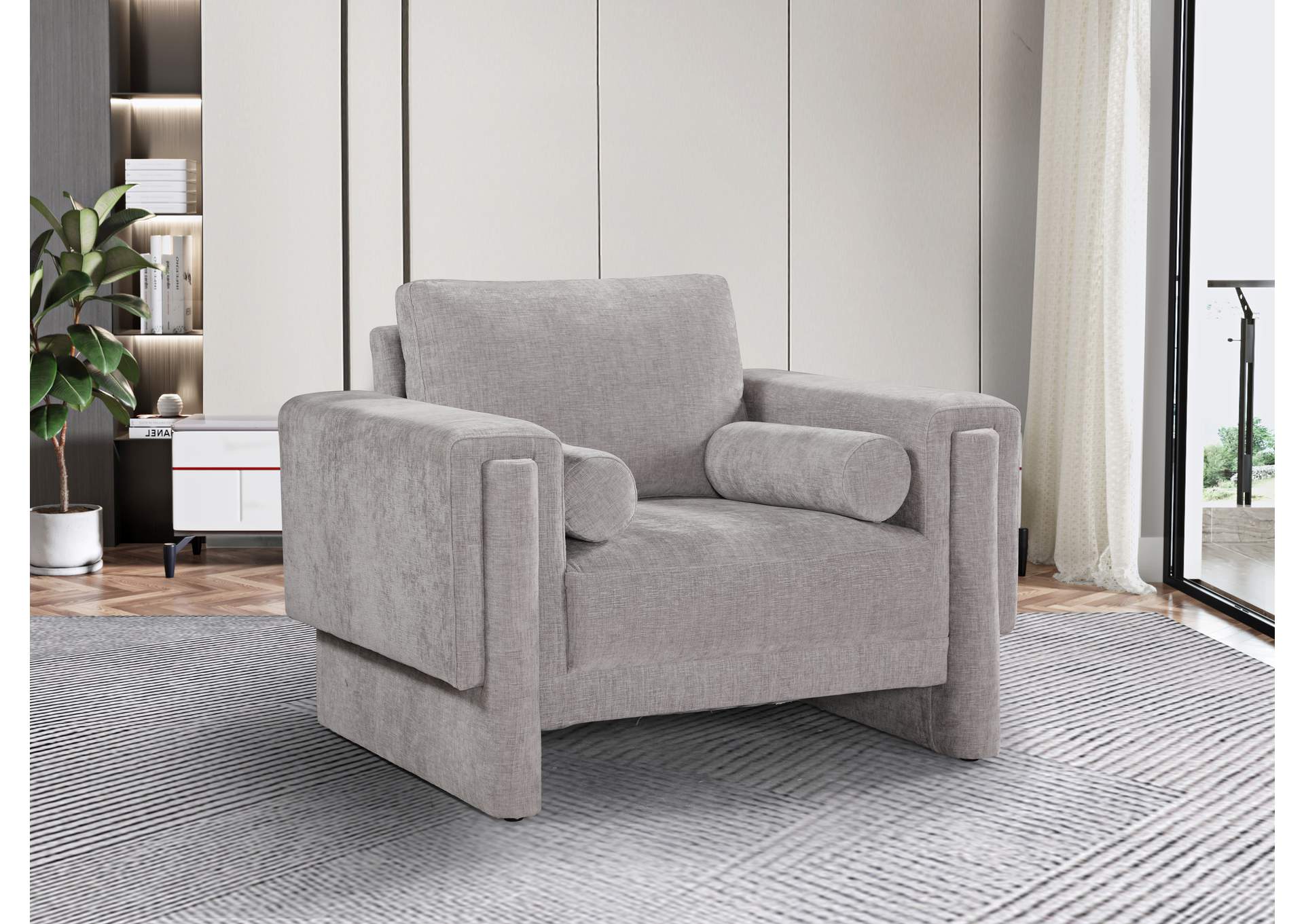Madeline Grey Chenille Fabric Chair,Meridian Furniture