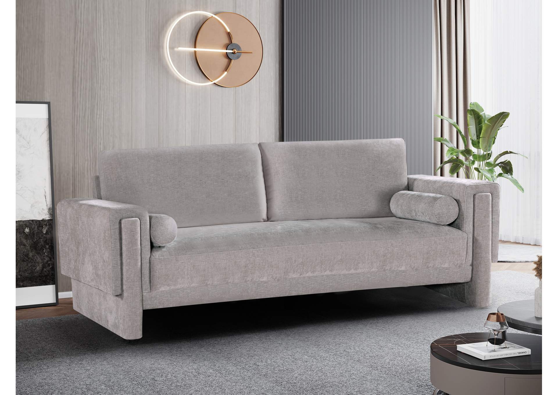 Madeline Grey Chenille Fabric Sofa,Meridian Furniture