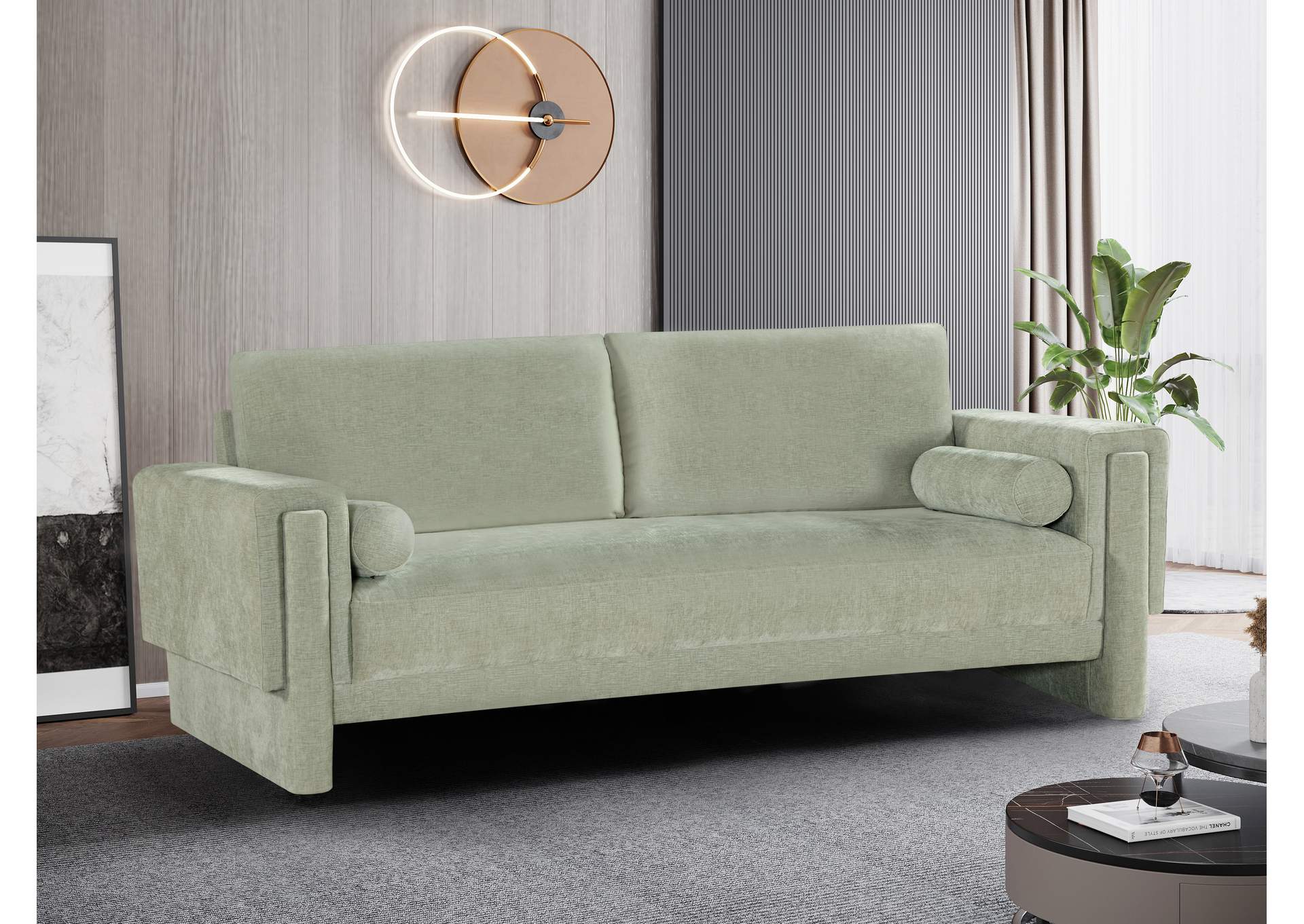 Madeline Mint Chenille Fabric Sofa,Meridian Furniture