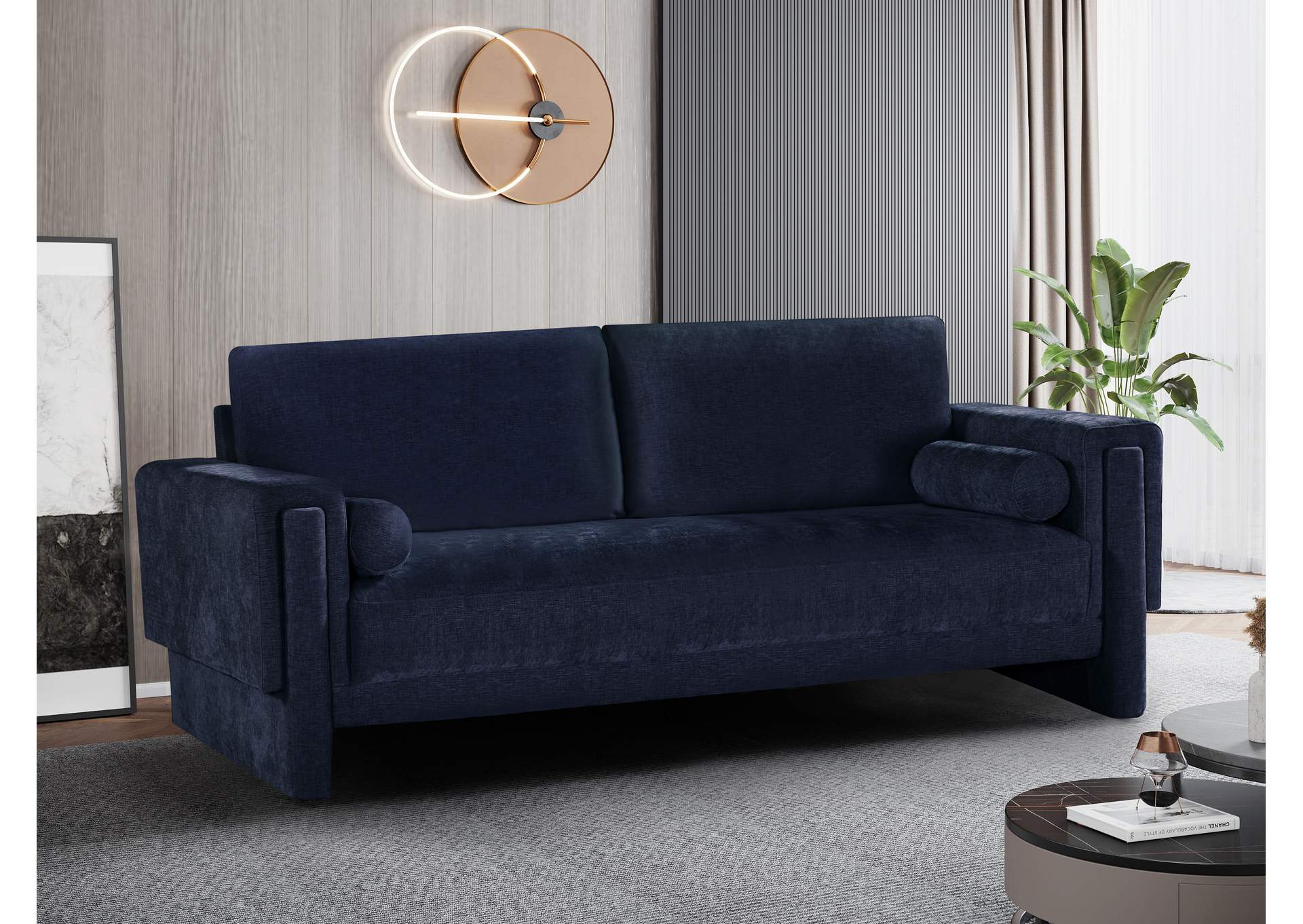 Madeline Navy Chenille Fabric Sofa,Meridian Furniture