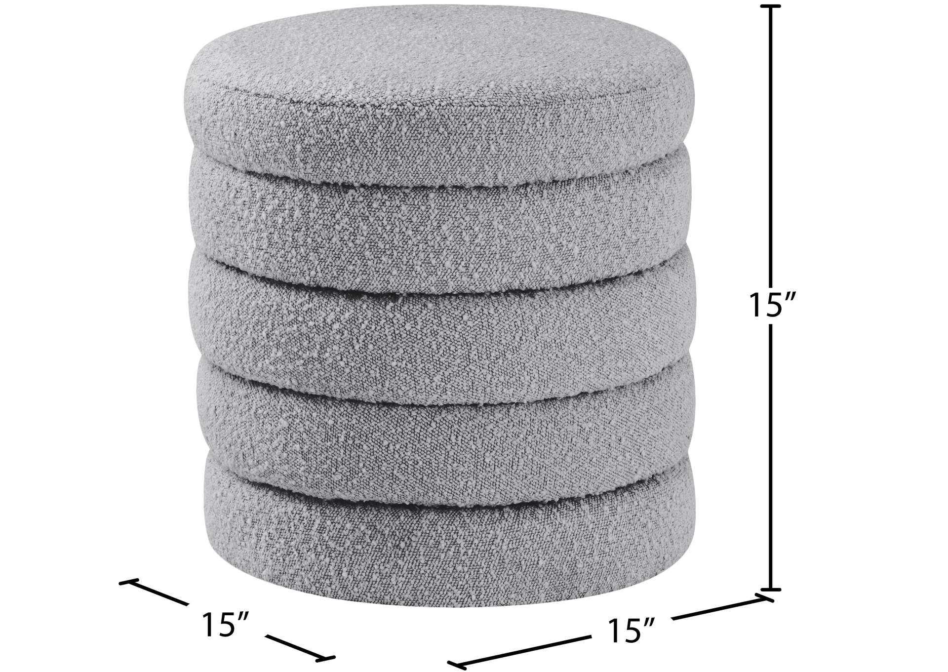 Aphia Grey Boucle Fabric Ottoman - Stool,Meridian Furniture