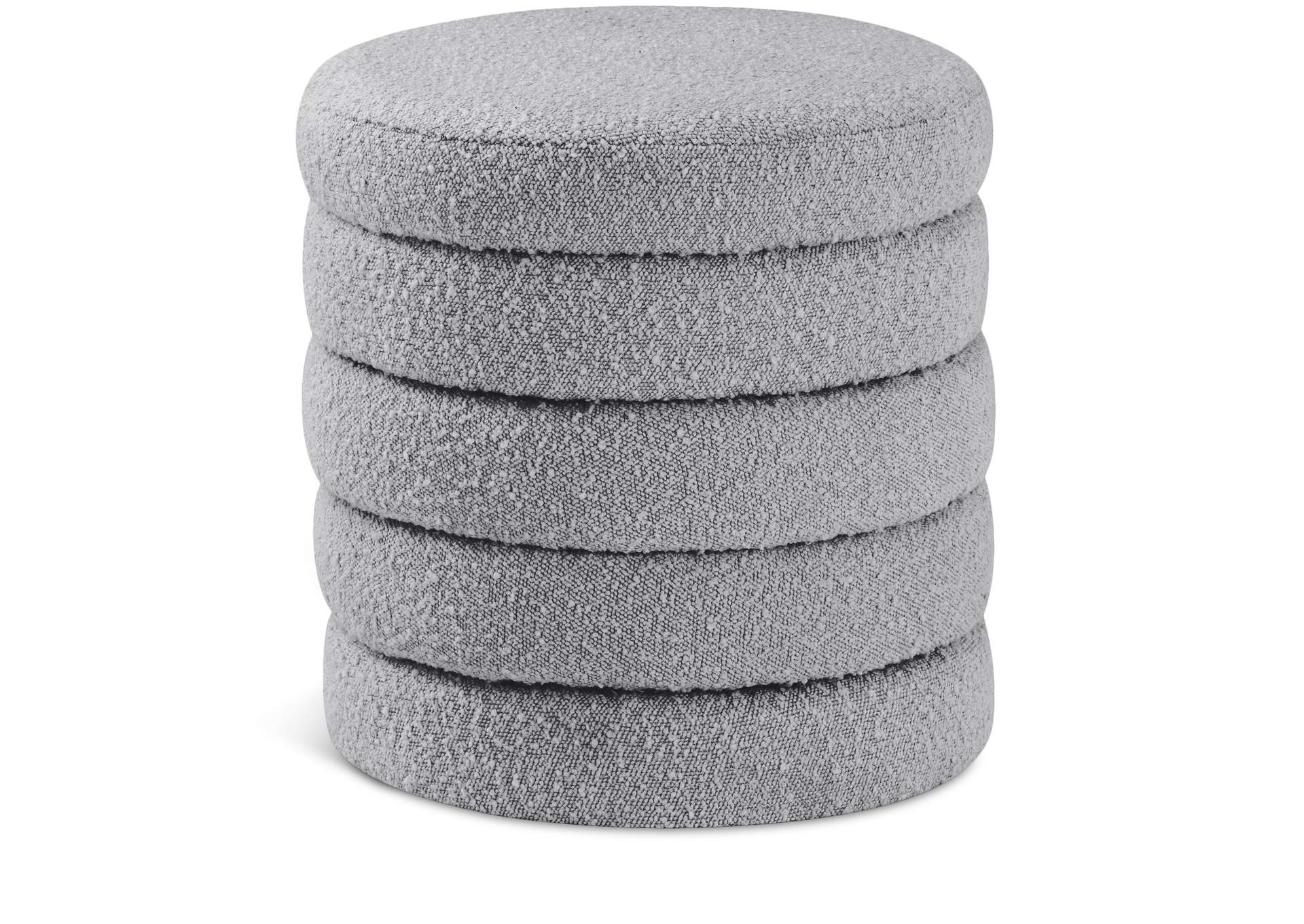 Aphia Grey Boucle Fabric Ottoman - Stool,Meridian Furniture