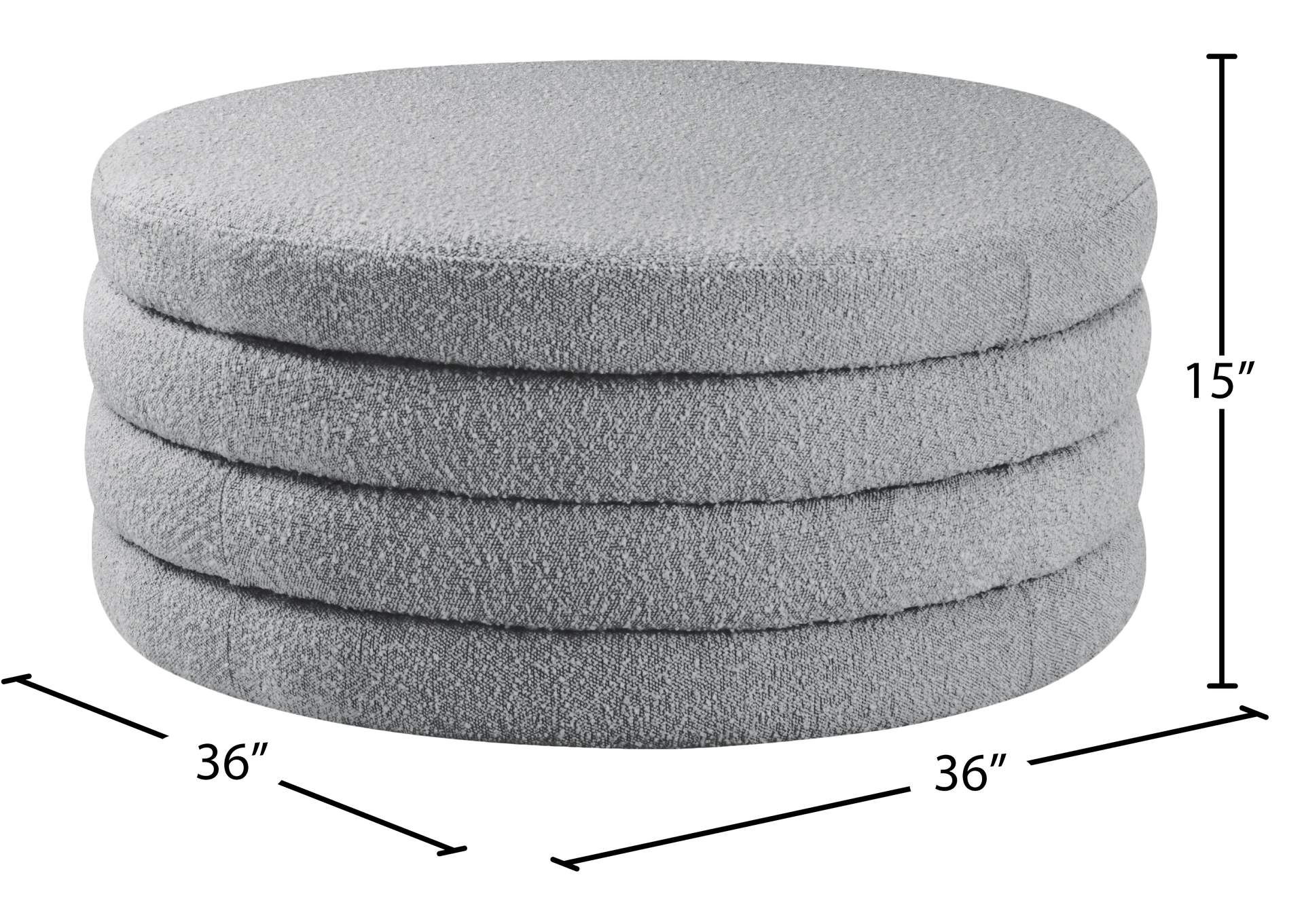 Aphia Grey Boucle Fabric Ottoman - Coffee Table,Meridian Furniture