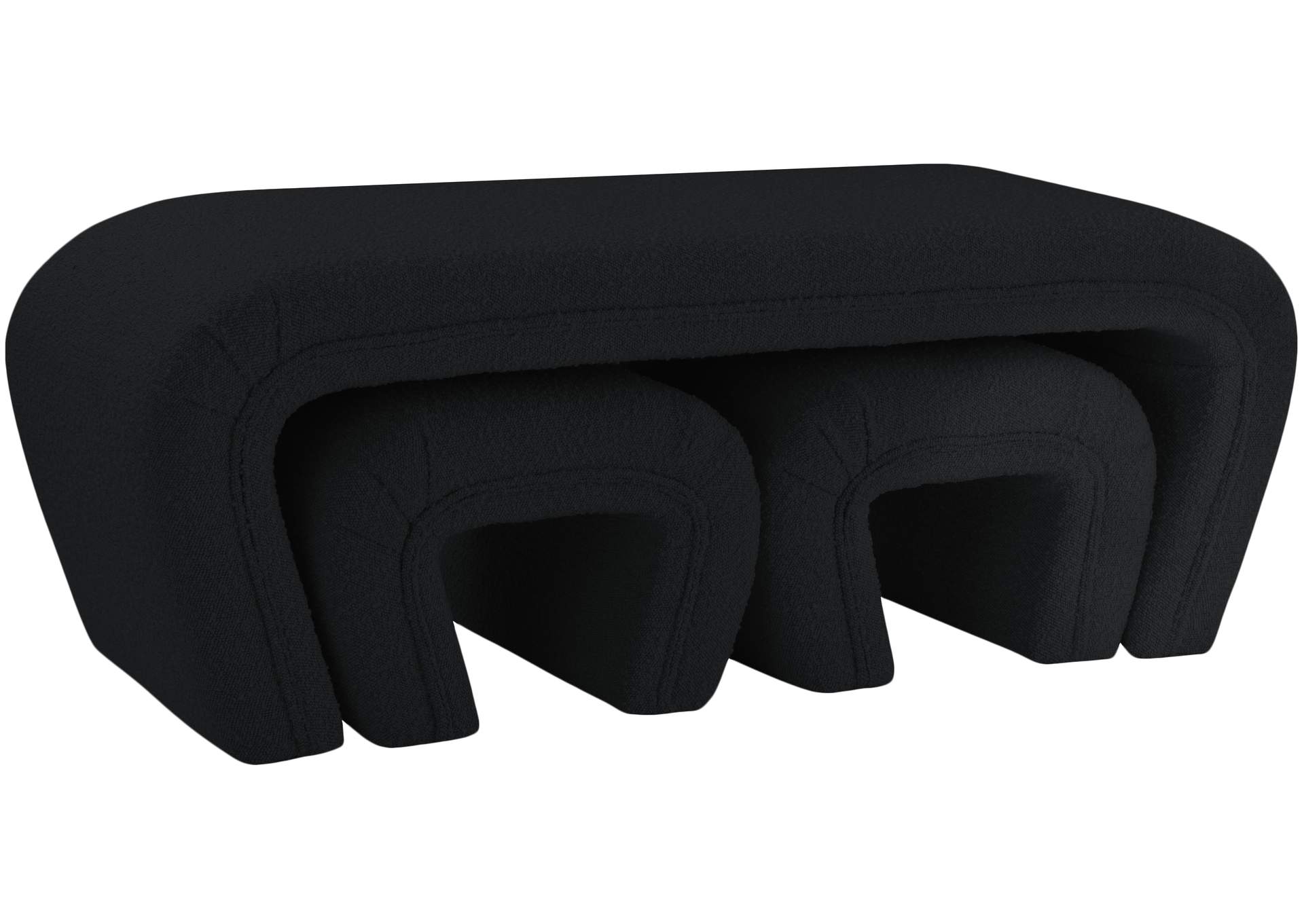 Odelia Black Boucle Fabric Bench,Meridian Furniture