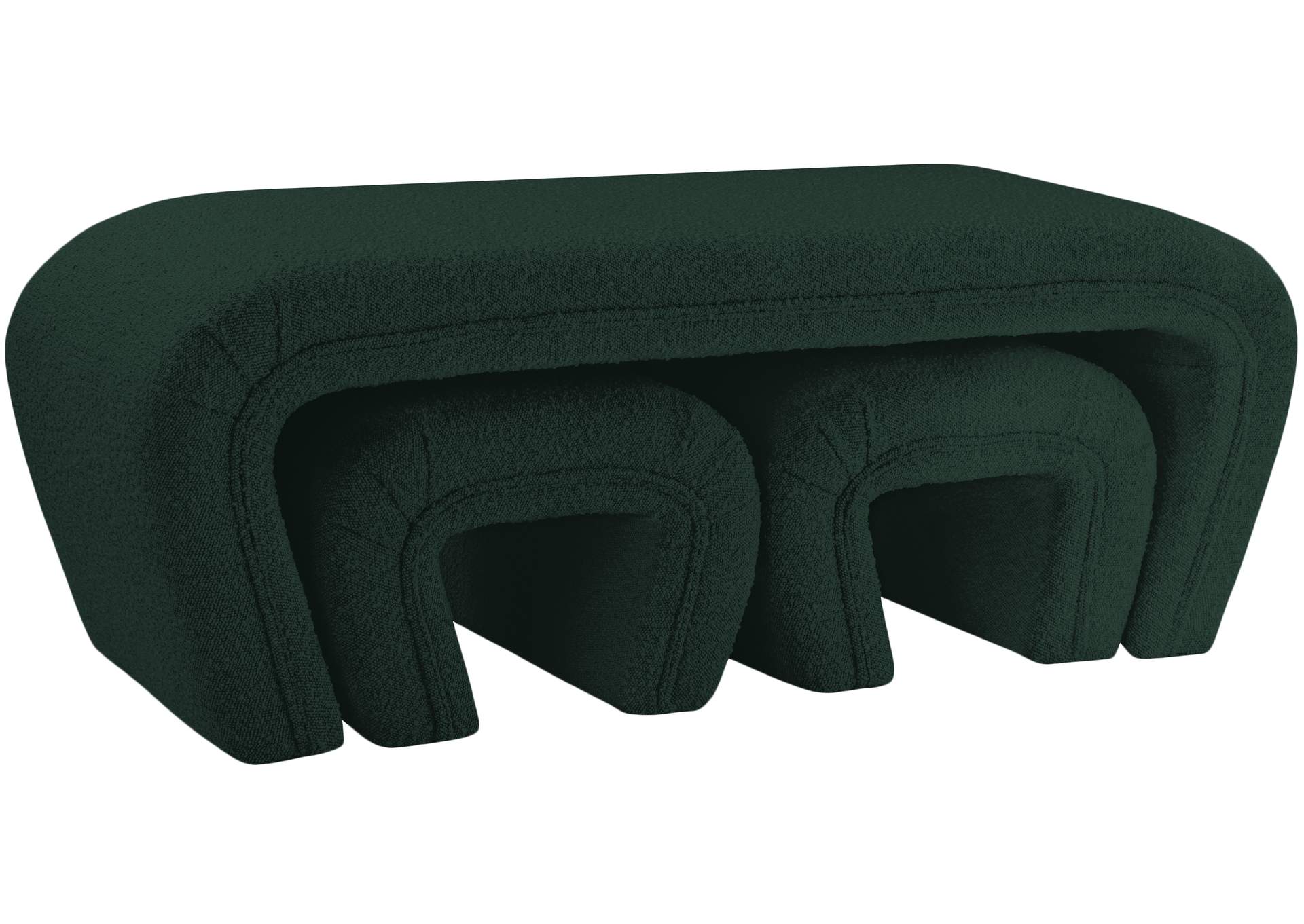 Odelia Green Boucle Fabric Bench,Meridian Furniture