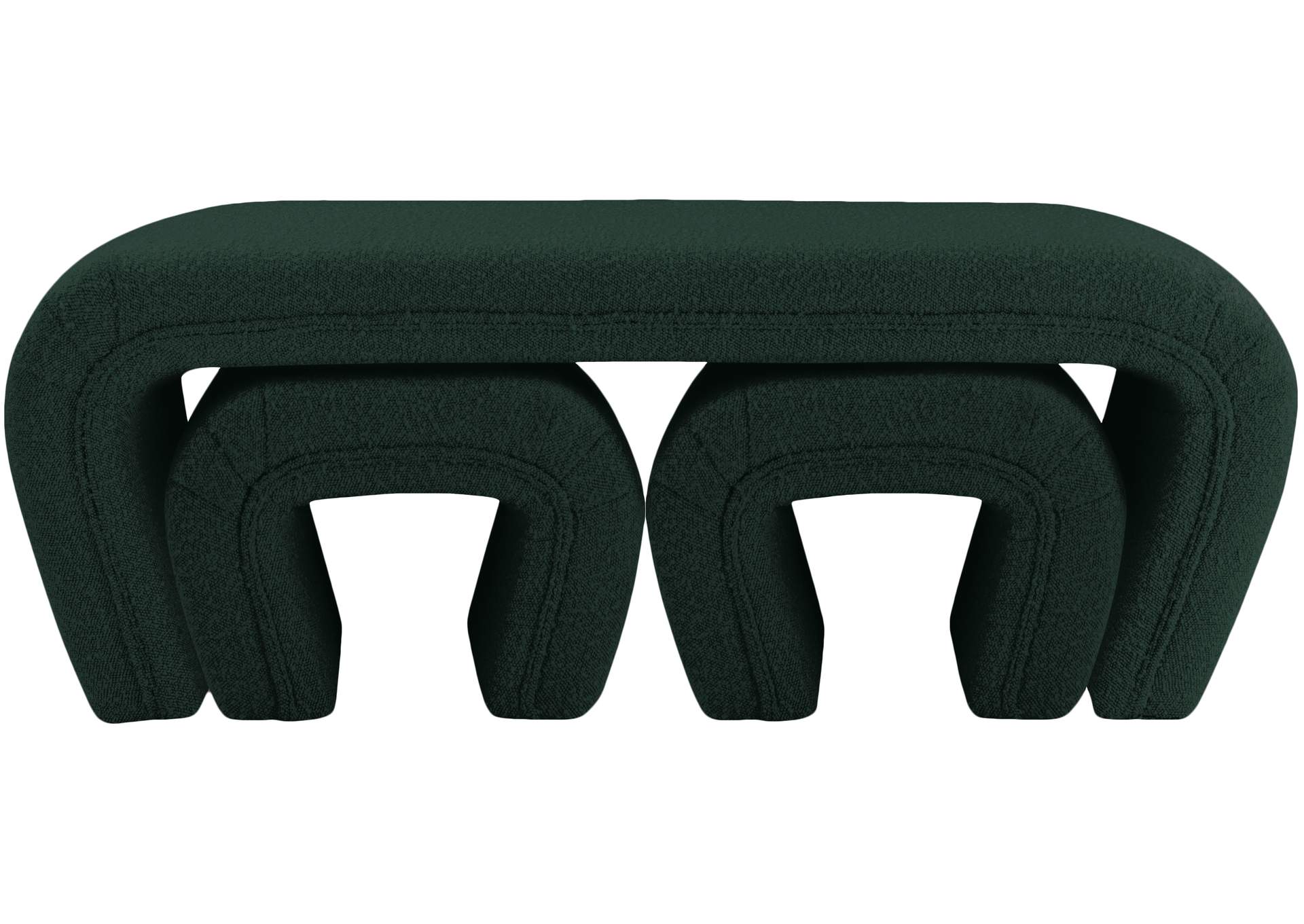 Odelia Green Boucle Fabric Bench,Meridian Furniture