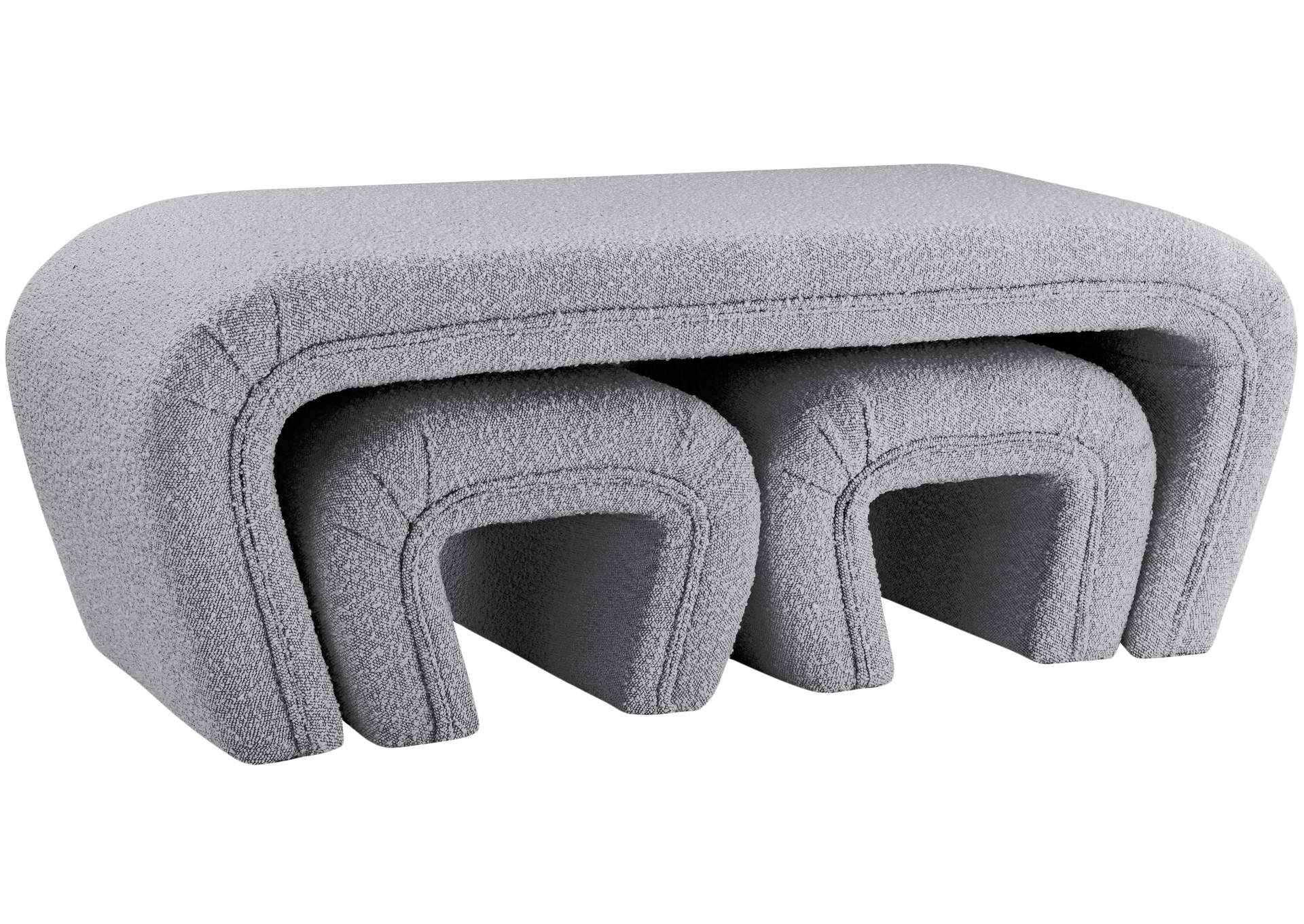 Odelia Grey Boucle Fabric Bench,Meridian Furniture