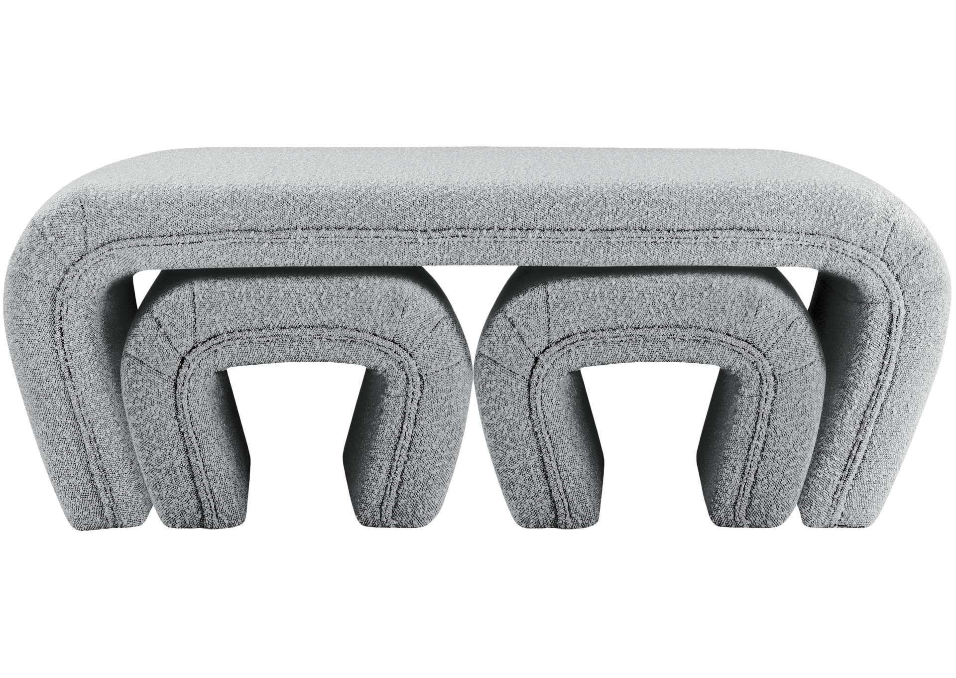 Odelia Grey Boucle Fabric Bench,Meridian Furniture