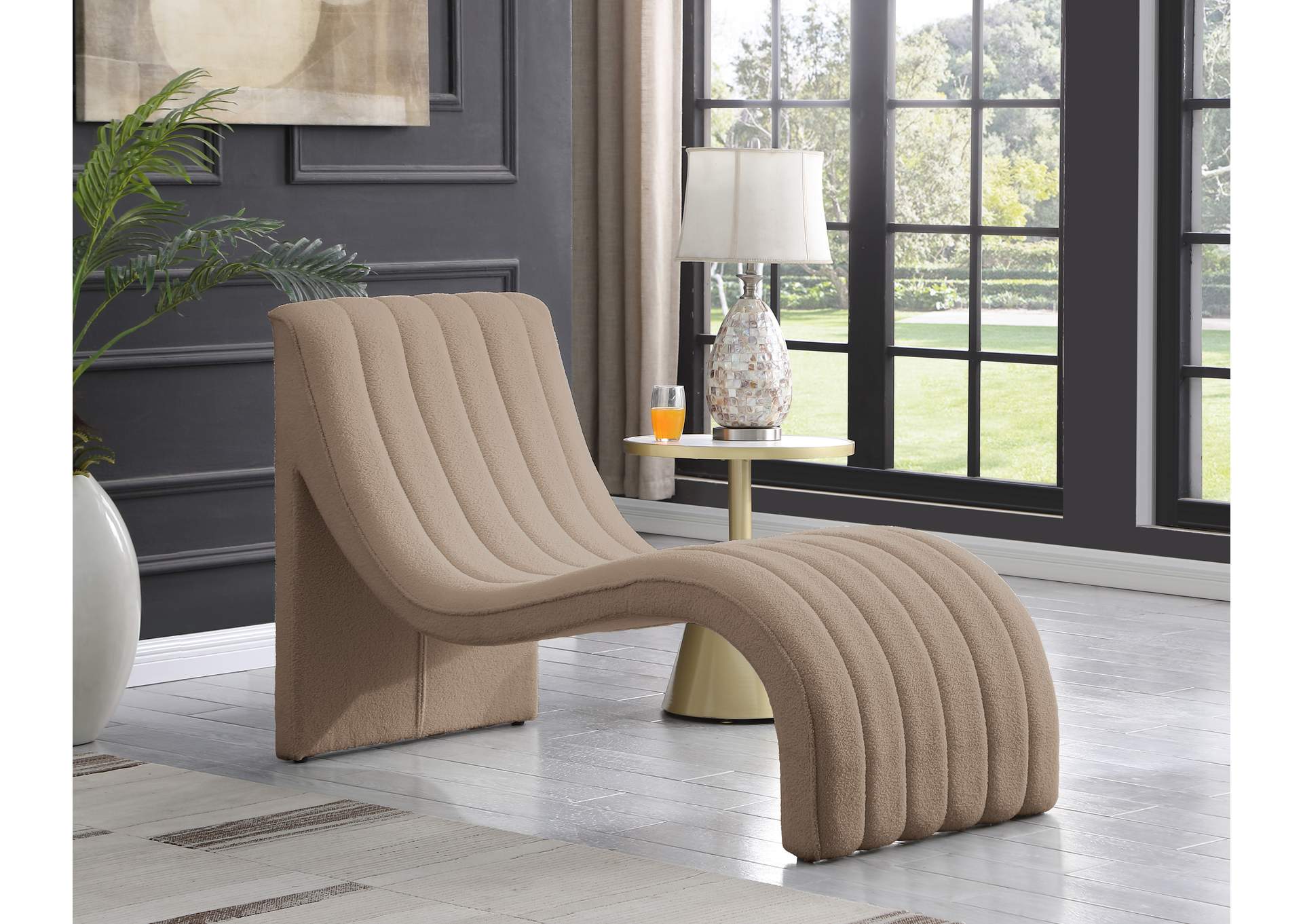 Orian Beige Teddy Fabric Chaise,Meridian Furniture