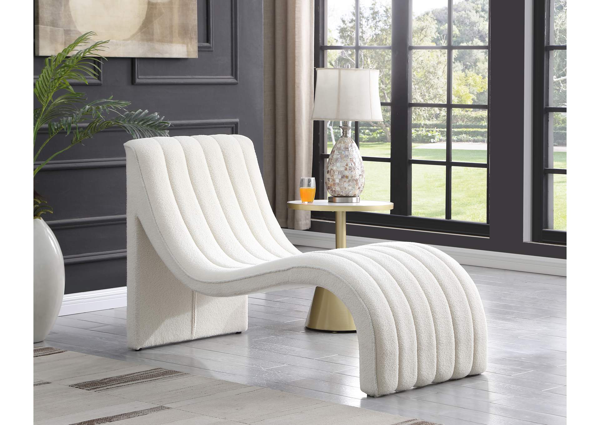 Orian Cream Teddy Fabric Chaise,Meridian Furniture