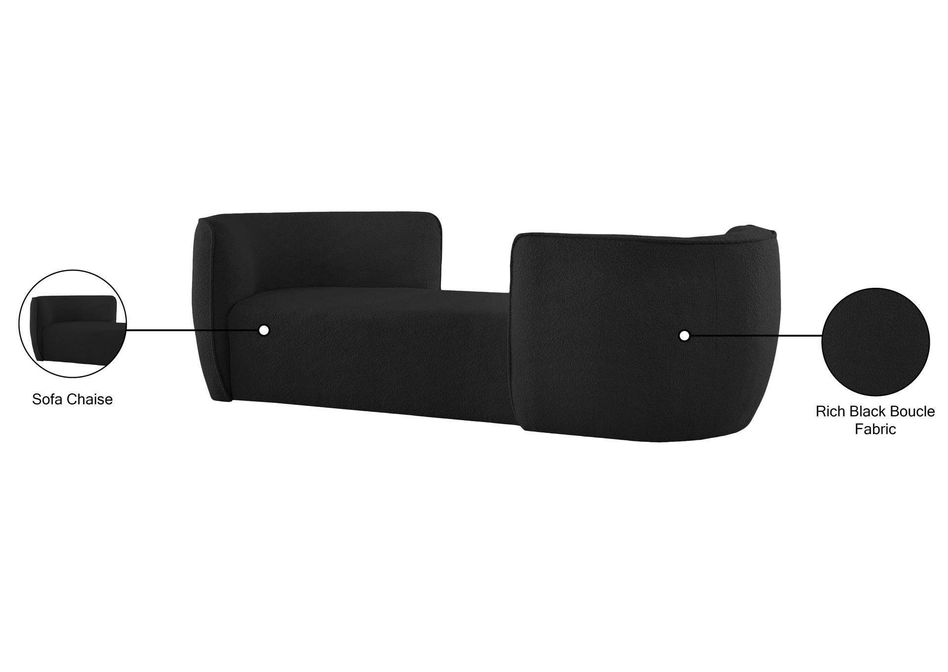 Hilton Black Fabric Chaise,Meridian Furniture