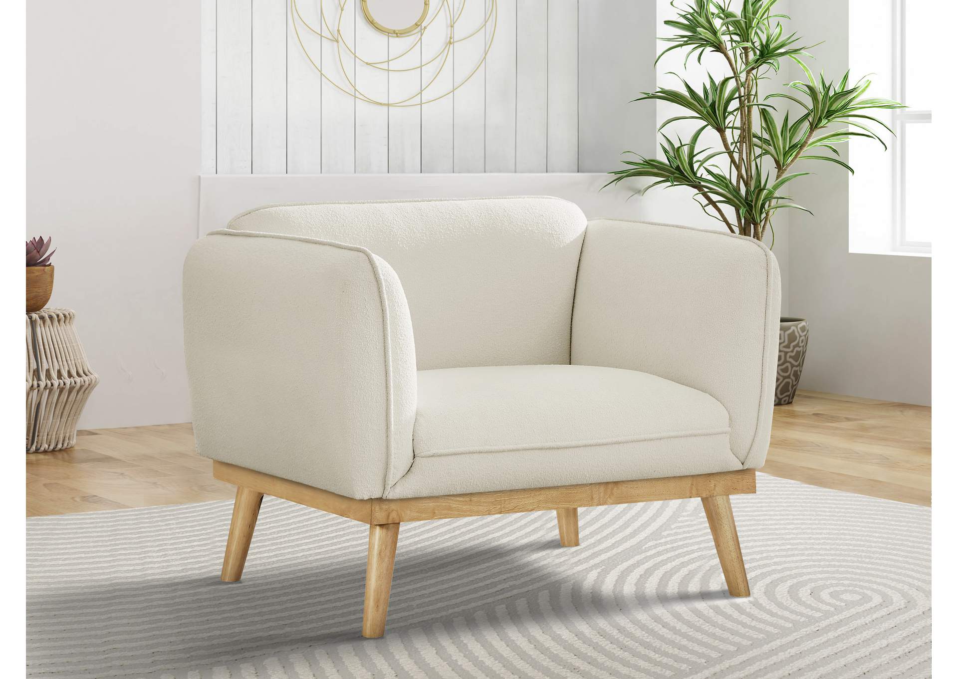 Nolita Cream Boucle Fabric Chair,Meridian Furniture