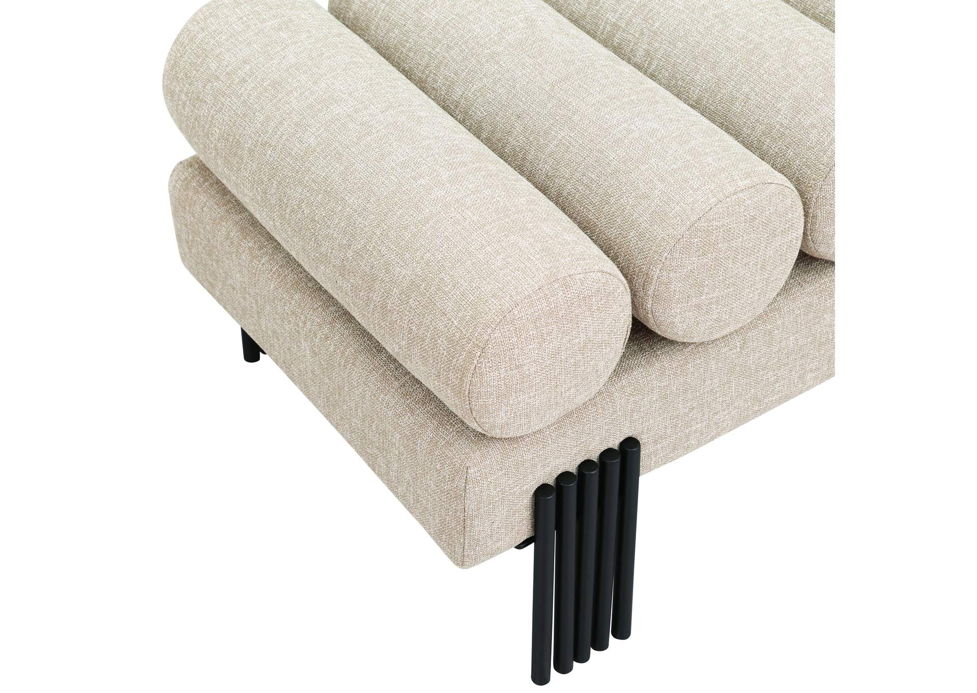 Akeela Beige Linen Textured Fabric Bench,Meridian Furniture