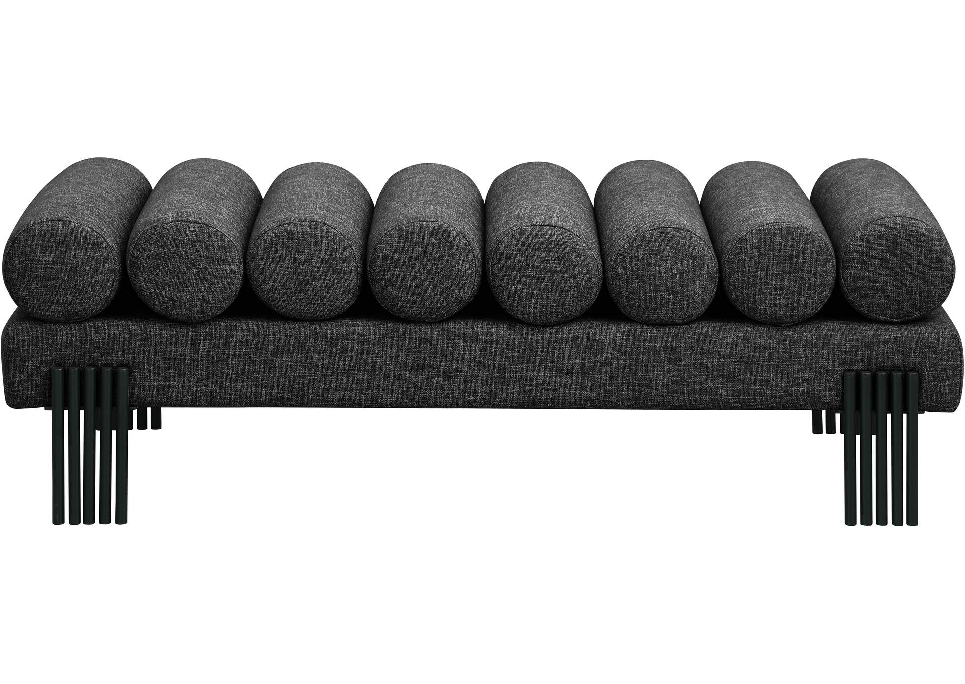 Akeela Black Linen Textured Fabric Bench,Meridian Furniture