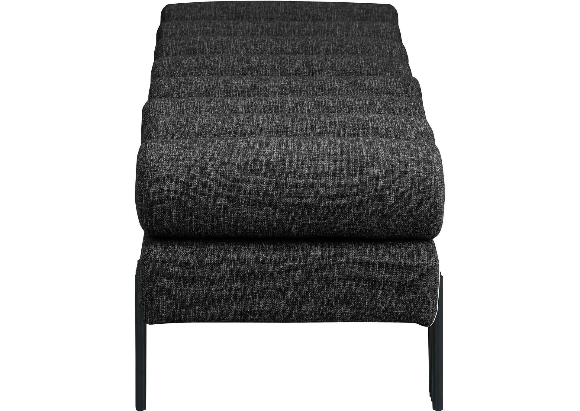 Akeela Black Linen Textured Fabric Bench,Meridian Furniture