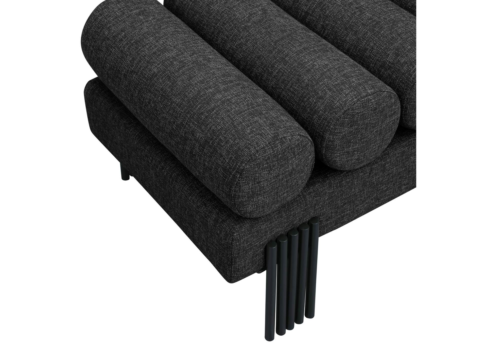Akeela Black Linen Textured Fabric Bench,Meridian Furniture
