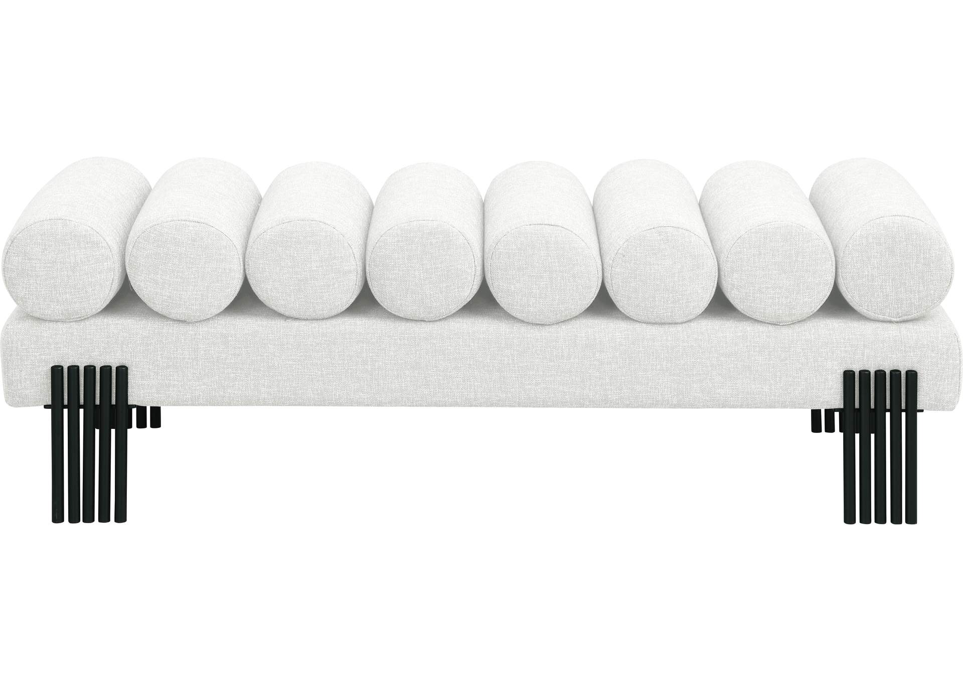 Akeela Cream Linen Textured Fabric Bench,Meridian Furniture