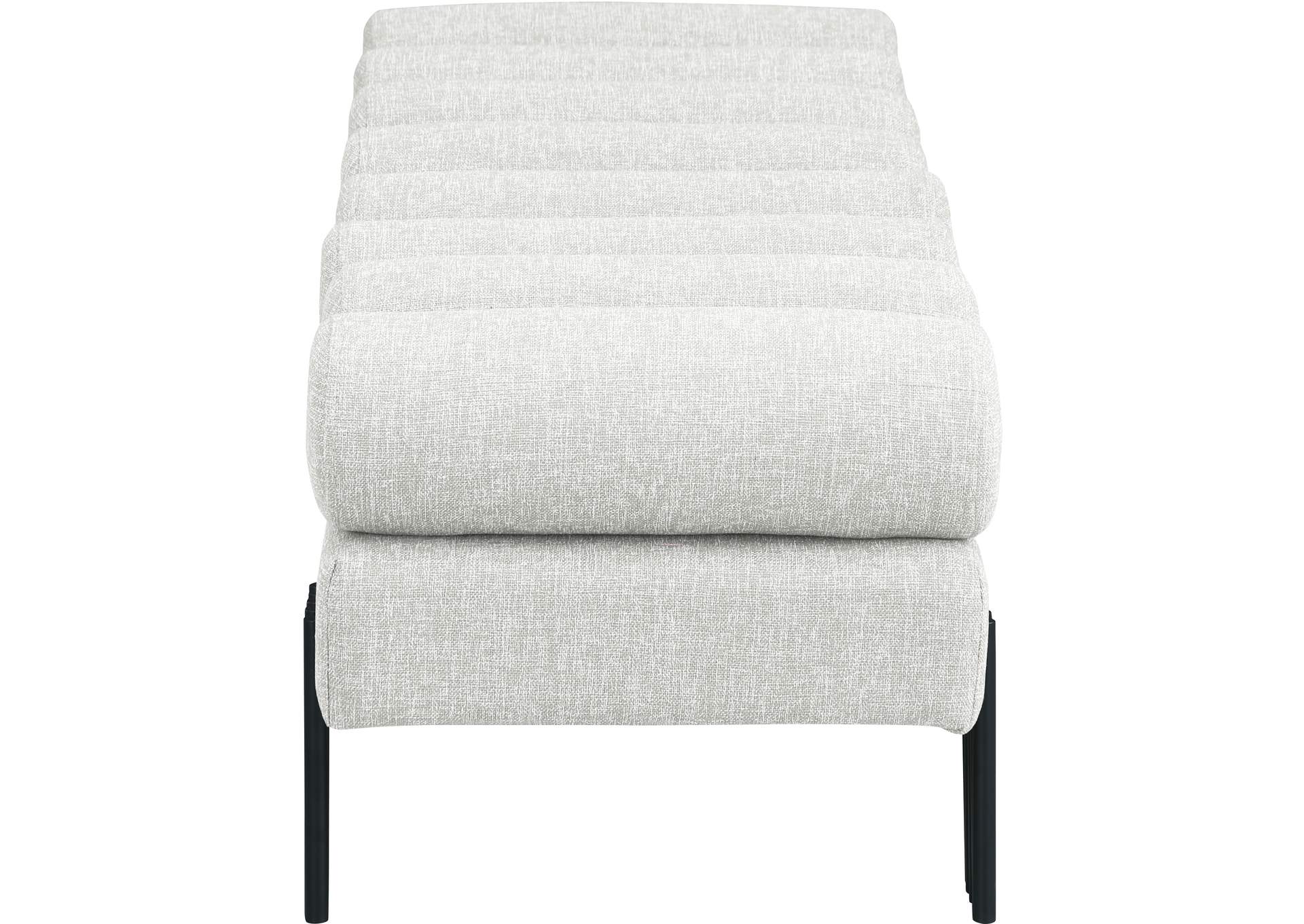 Akeela Cream Linen Textured Fabric Bench,Meridian Furniture