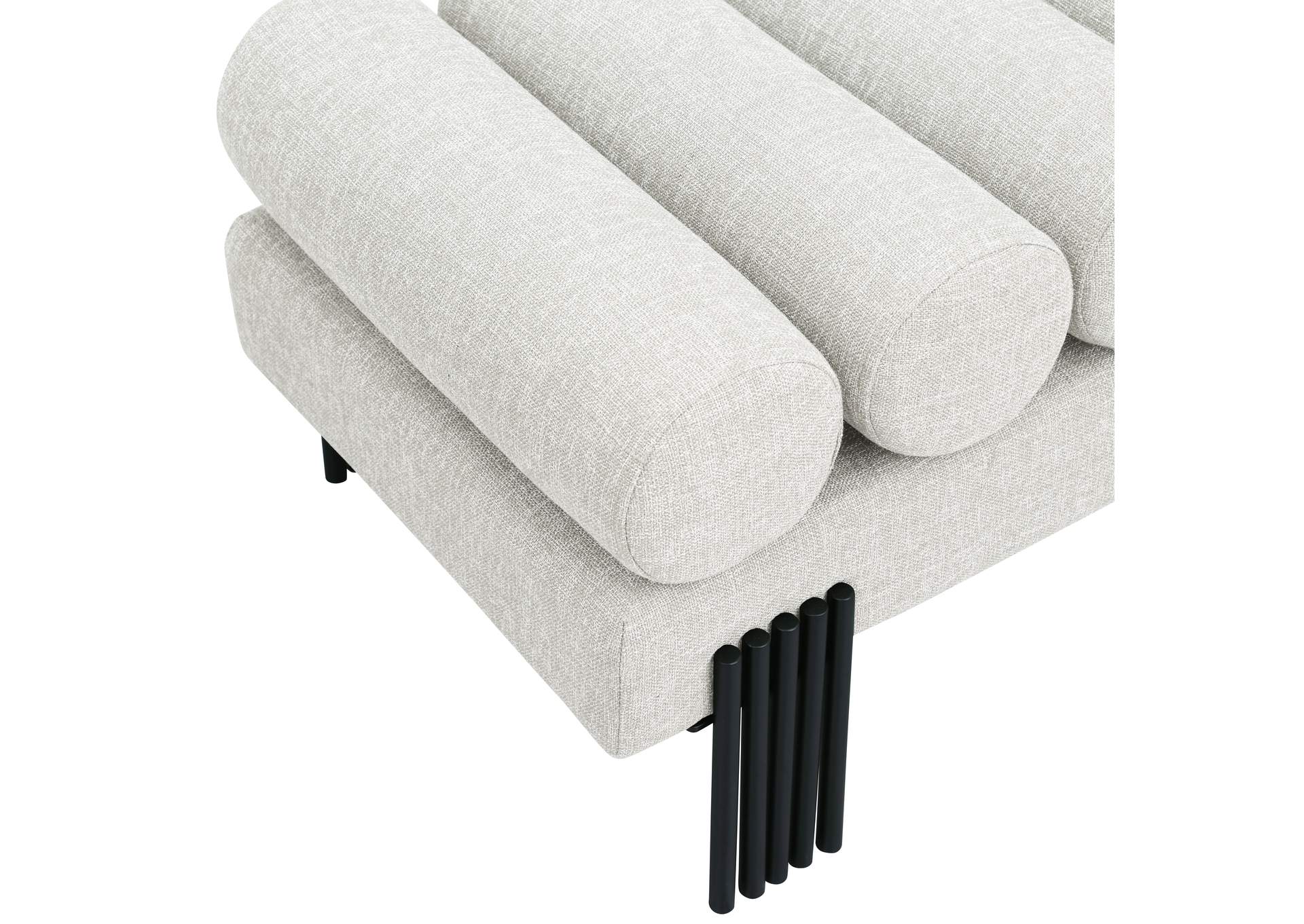 Akeela Cream Linen Textured Fabric Bench,Meridian Furniture
