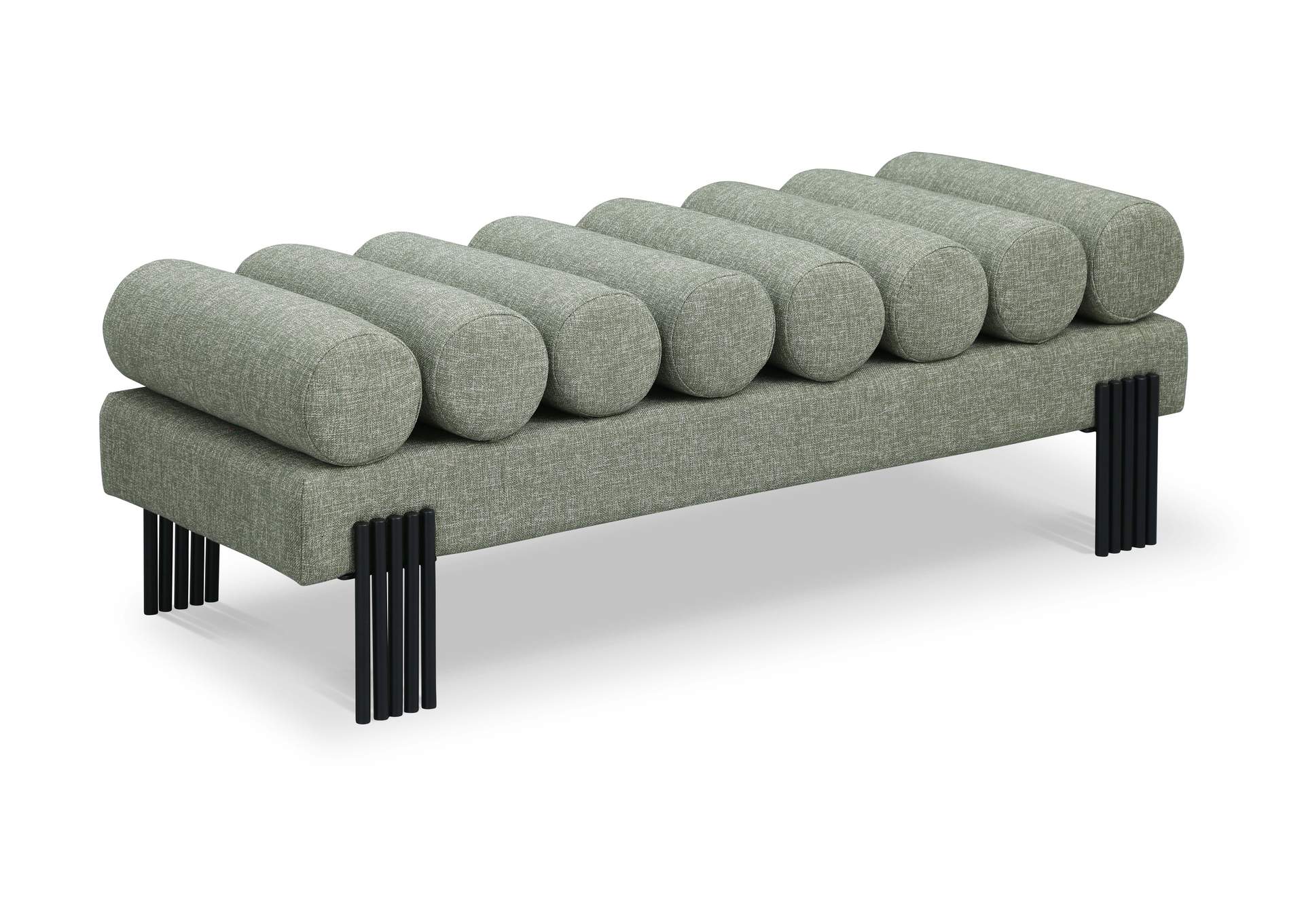 Akeela Green Linen Textured Fabric Bench,Meridian Furniture