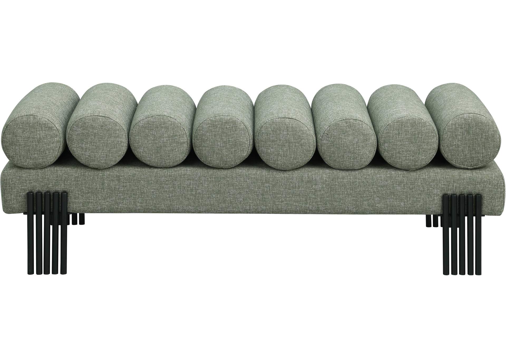 Akeela Green Linen Textured Fabric Bench,Meridian Furniture
