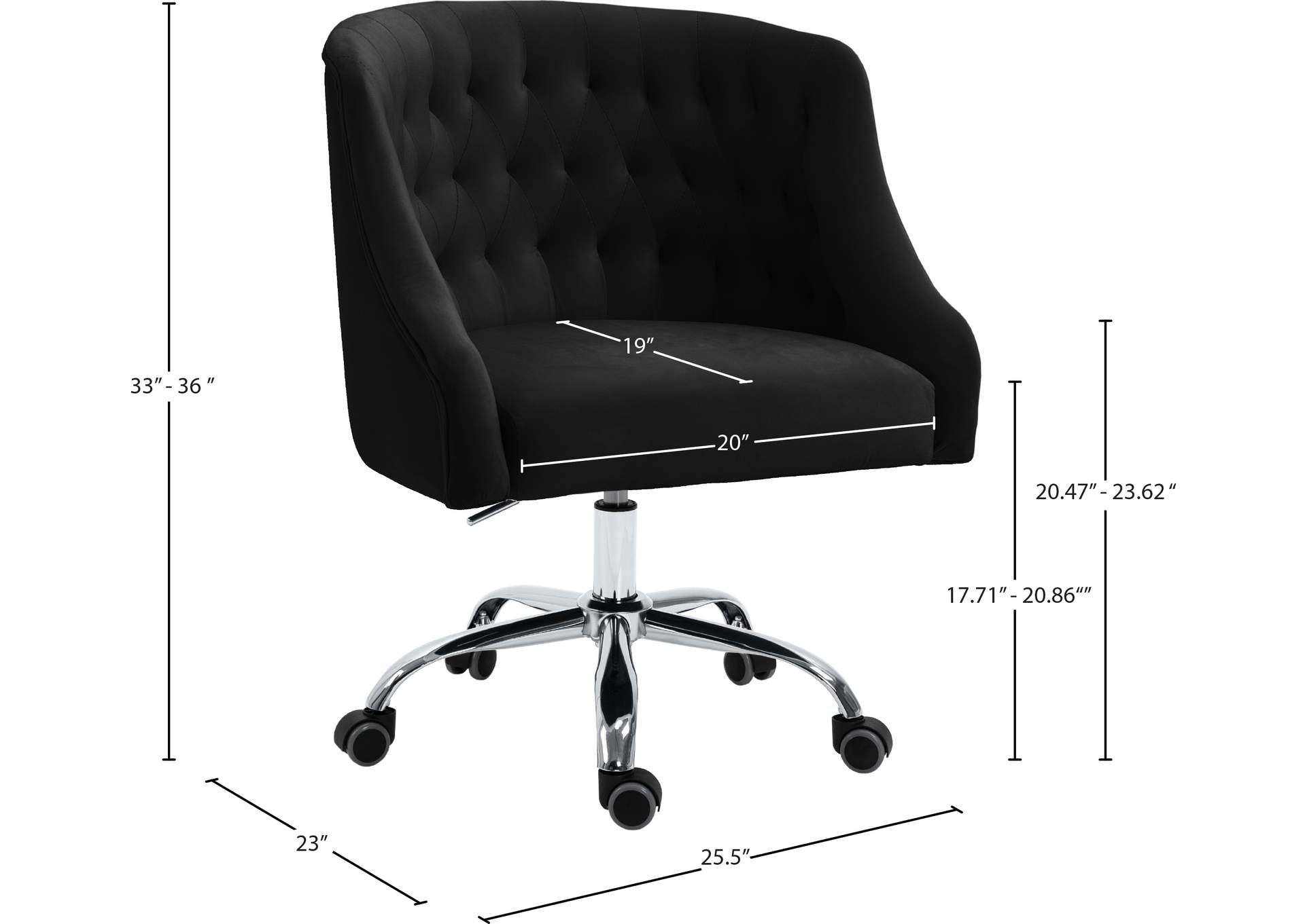 Arden Black Velvet Office Chair First Choice Furniture
