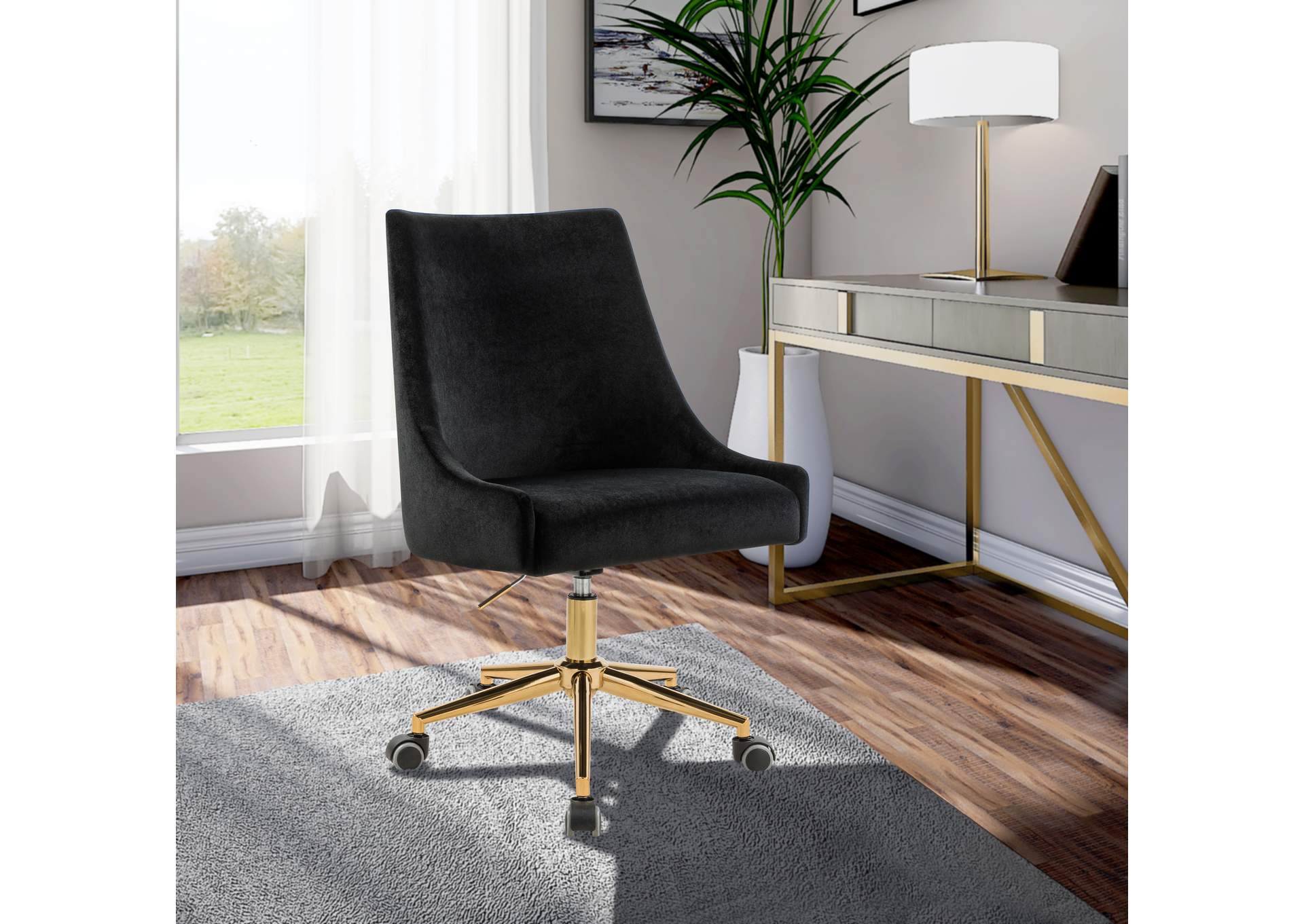 Karina Black Velvet Office Chair,Meridian Furniture