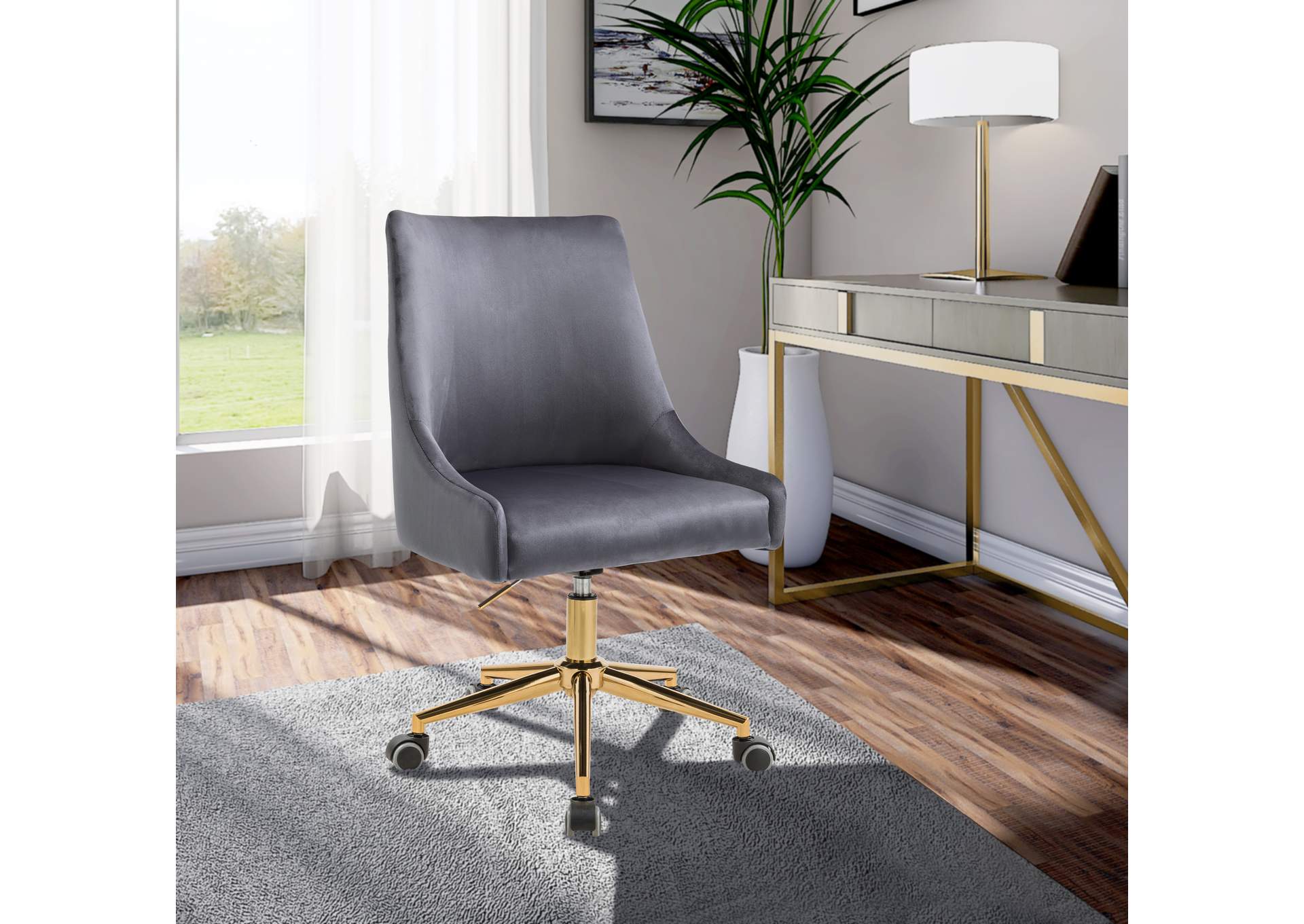 Karina Grey Velvet Office Chair,Meridian Furniture
