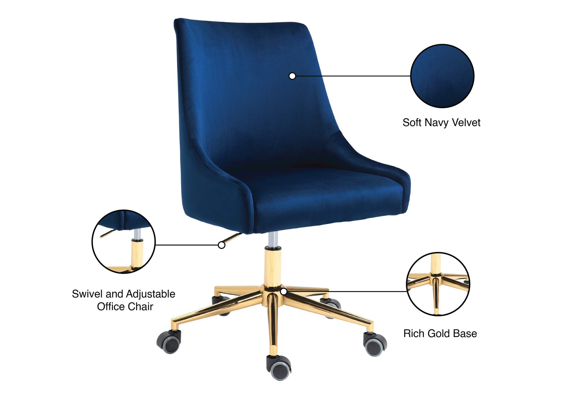 Karina Navy Velvet Office Chair Renaissance Philadelphia, PA