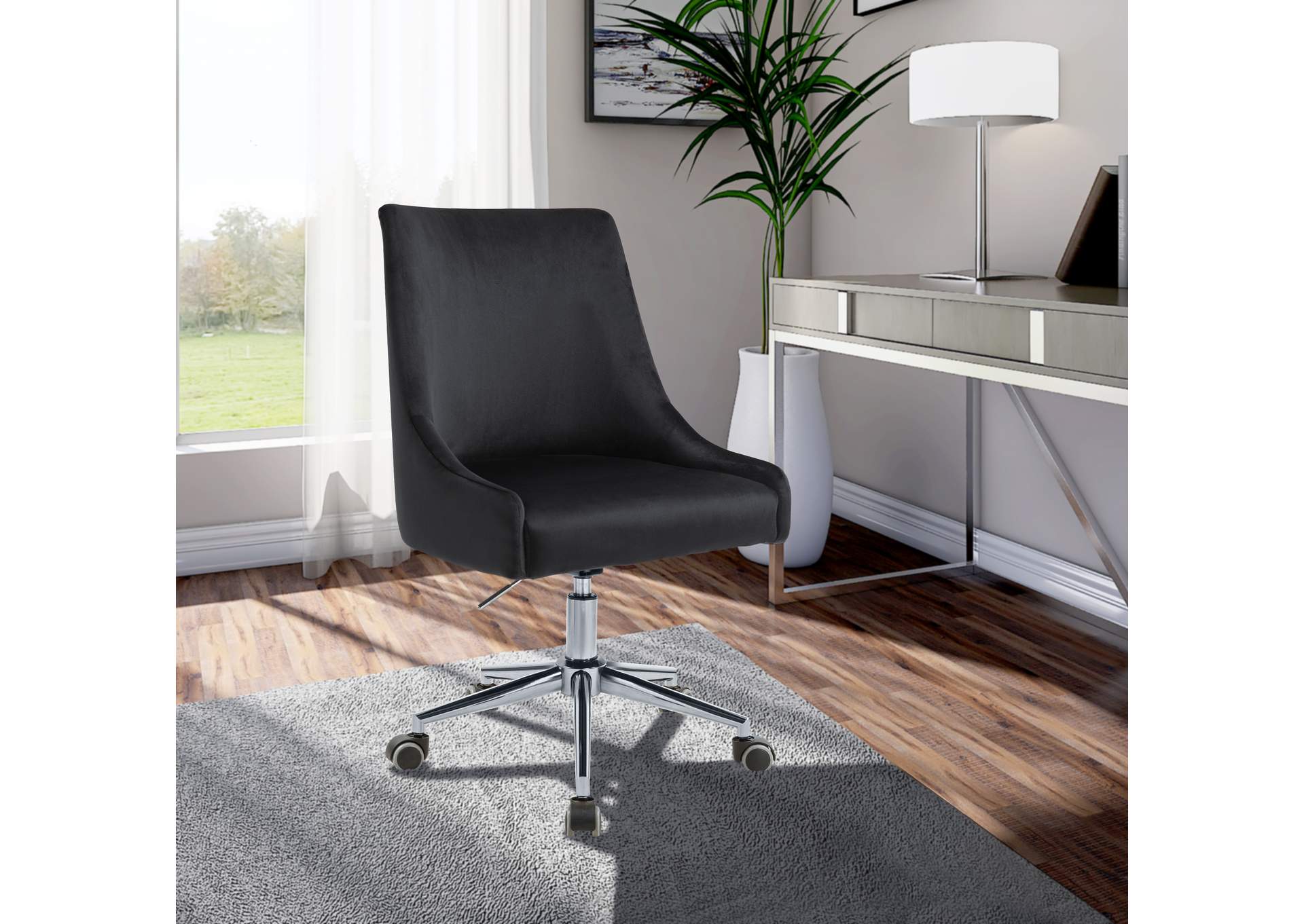 Karina Black Velvet Office Chair,Meridian Furniture